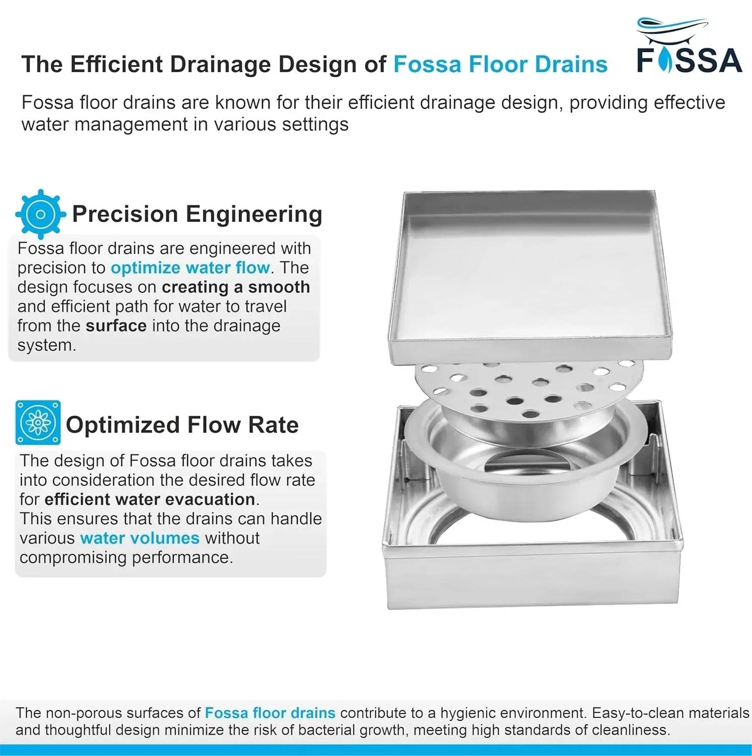 Marble Floor Drain (6  x 6 Inches) 304 Grade Stainlees Steel - Image 5