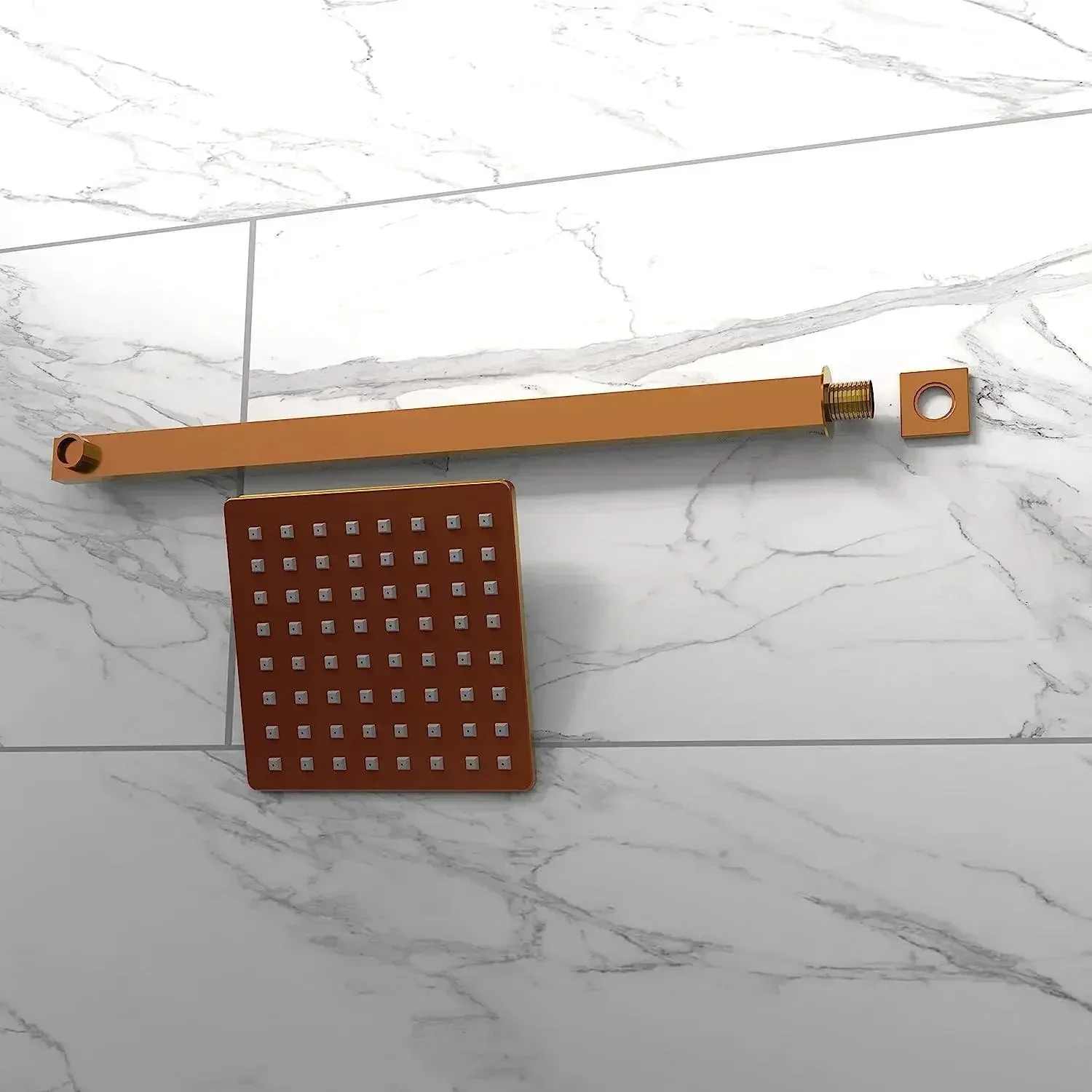 8 Inch Rainfall Overhead Shower Rose Gold With Arm (18 Inch) - Image 3