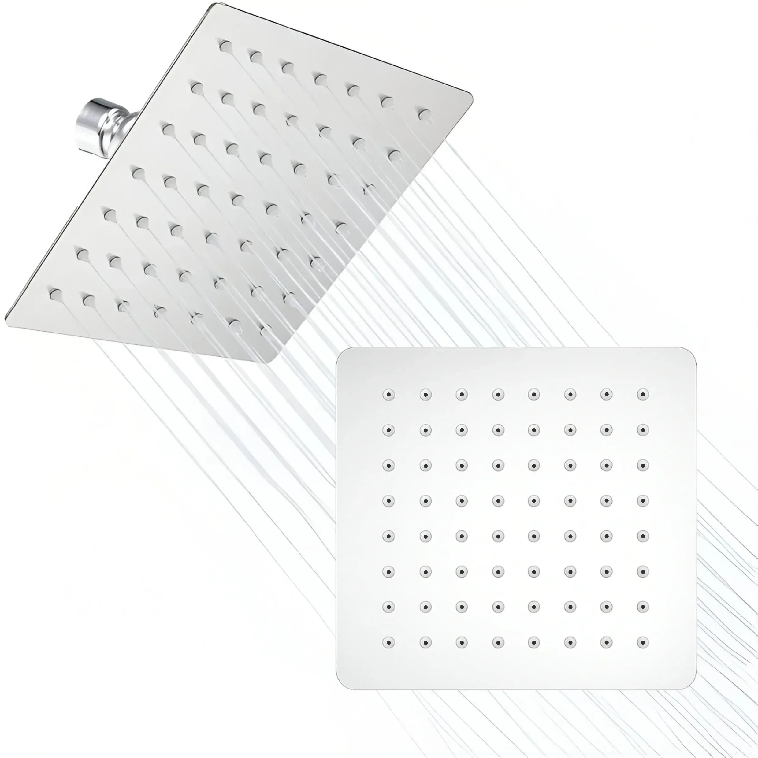Ultra (6x6 Inches) 304- Grade Stainless Steel Chrome Finish Overhead Shower Without Arm
