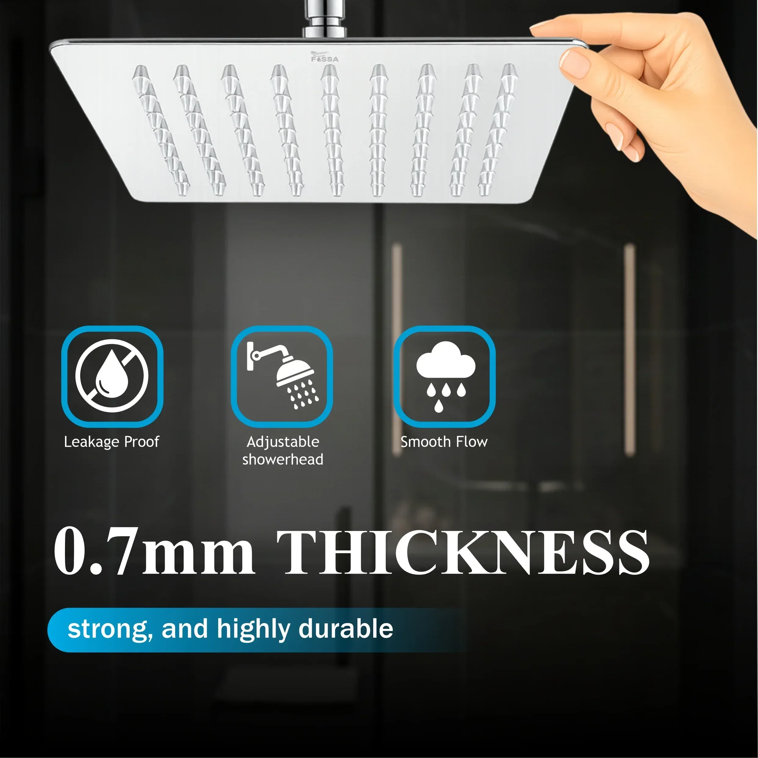 Ultra (6x6 Inches) 304- Grade Stainless Steel Chrome Finish Overhead Shower Without Arm - Image 3
