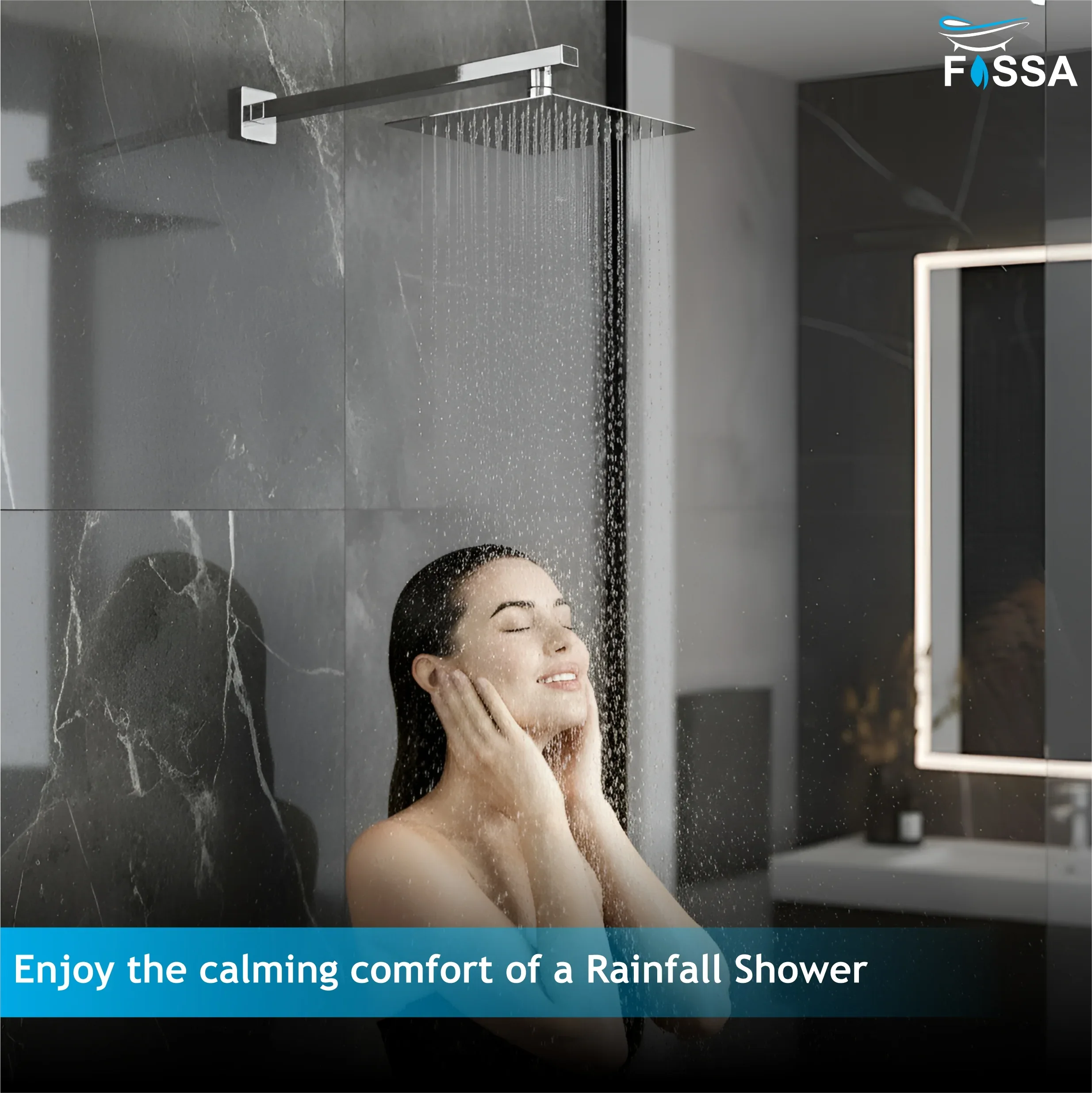 6x6 Inch Square Rain Overhead Shower – 304 Stainless Steel (Without Arm) - Image 7