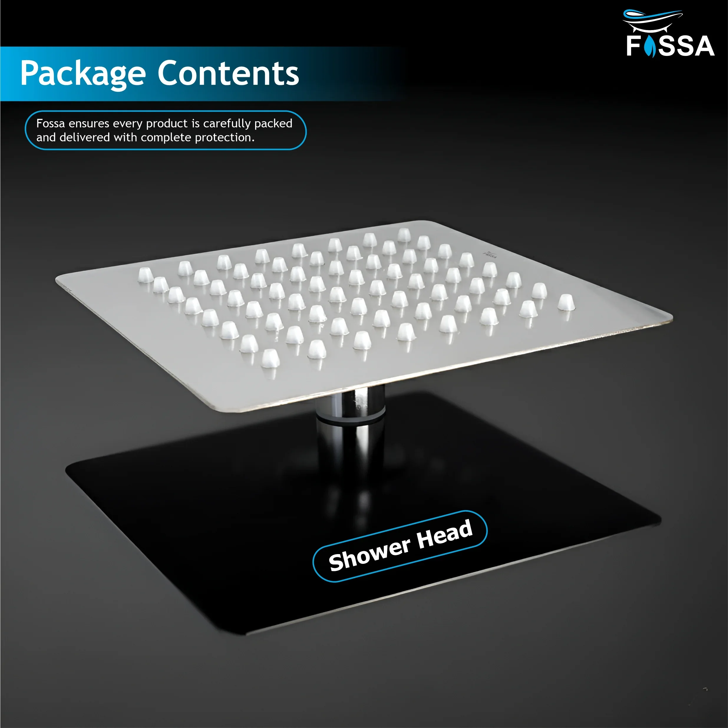 6x6 Inch Square Rain Overhead Shower – 304 Stainless Steel (Without Arm) - Image 8