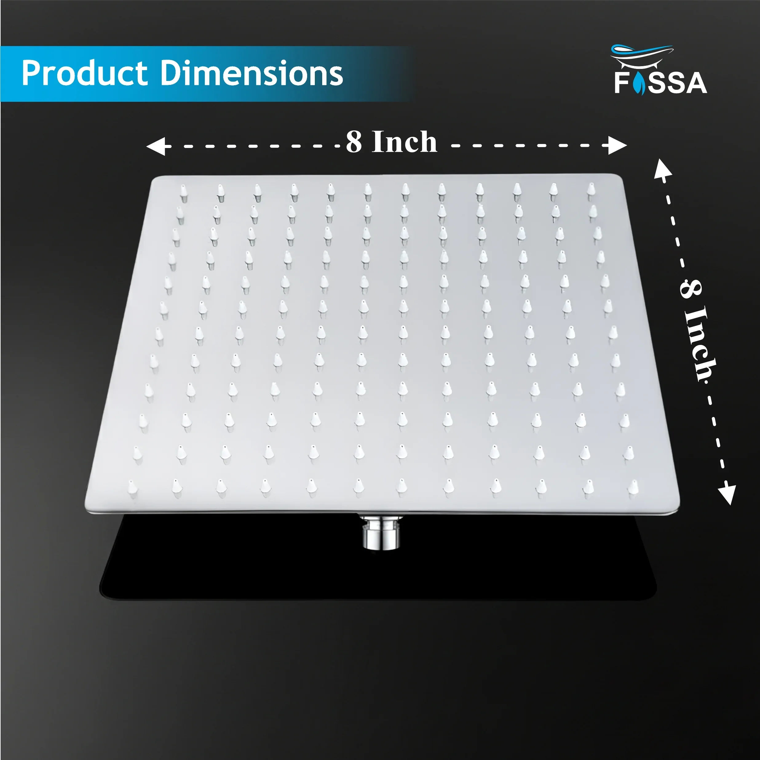 Ultra 8x8 in 304 Stainless Steel Square Rain Overhead Shower Head Silver Chrome finish (Without Arm) - Image 2
