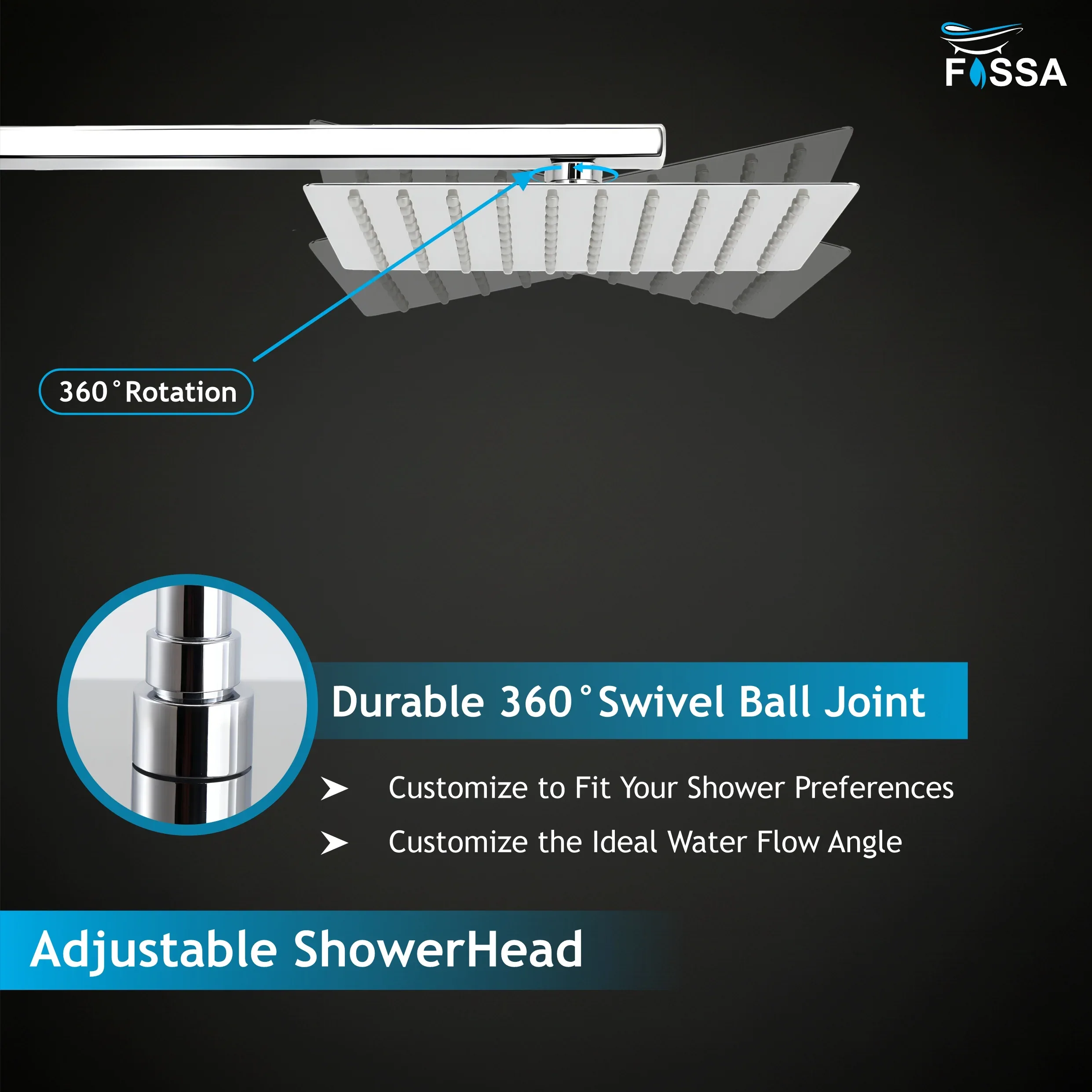 Ultra 8x8 in 304 Stainless Steel Square Rain Overhead Shower Head Silver Chrome finish (Without Arm) - Image 5