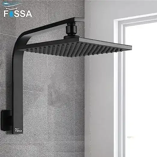 8 Inch Rain Square Overhead Shower Black With Arm (18 Inch) - Image 4