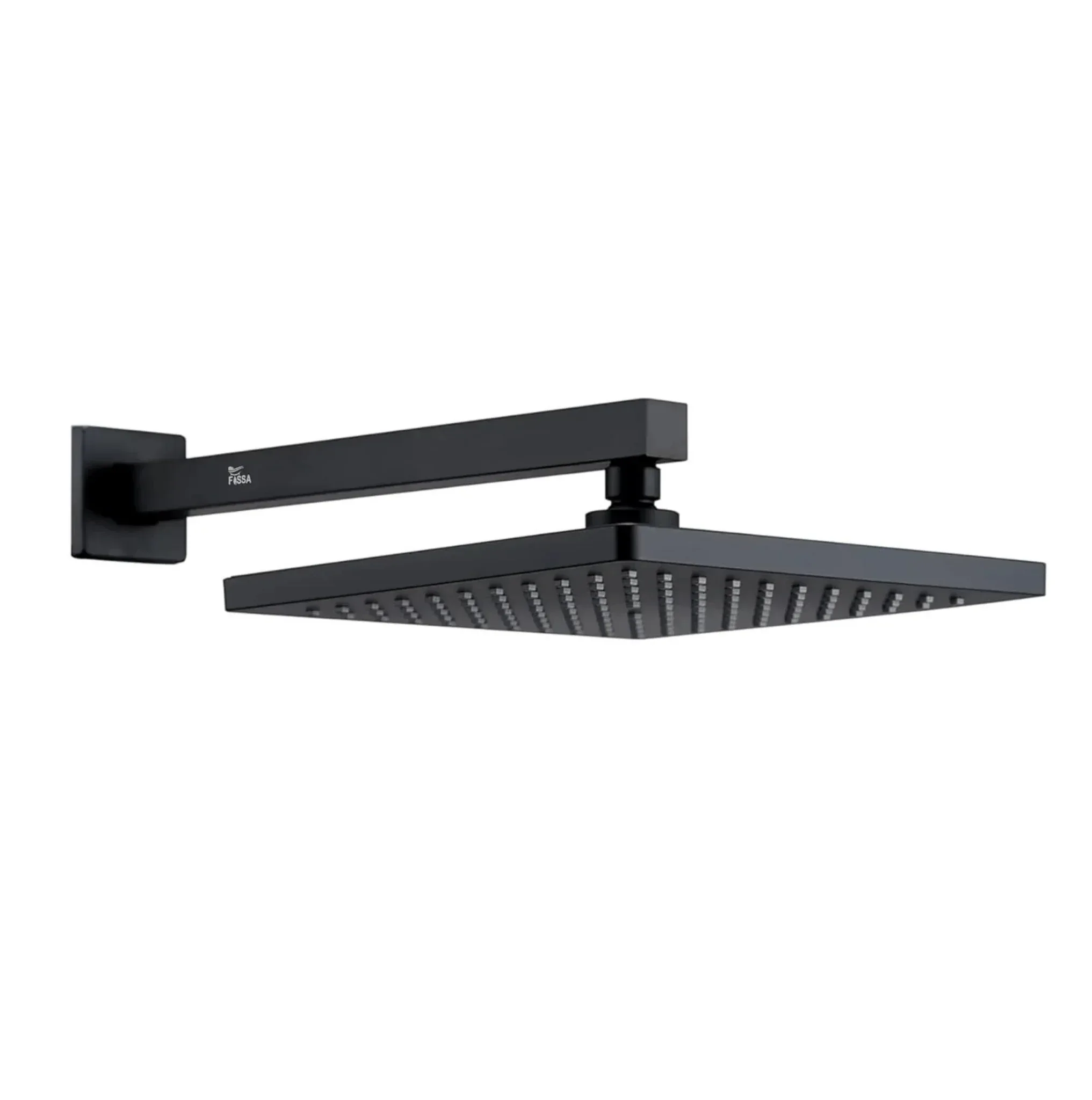 8 Inch Rainfall Square Overhead Shower Black With Arm (18 Inch)