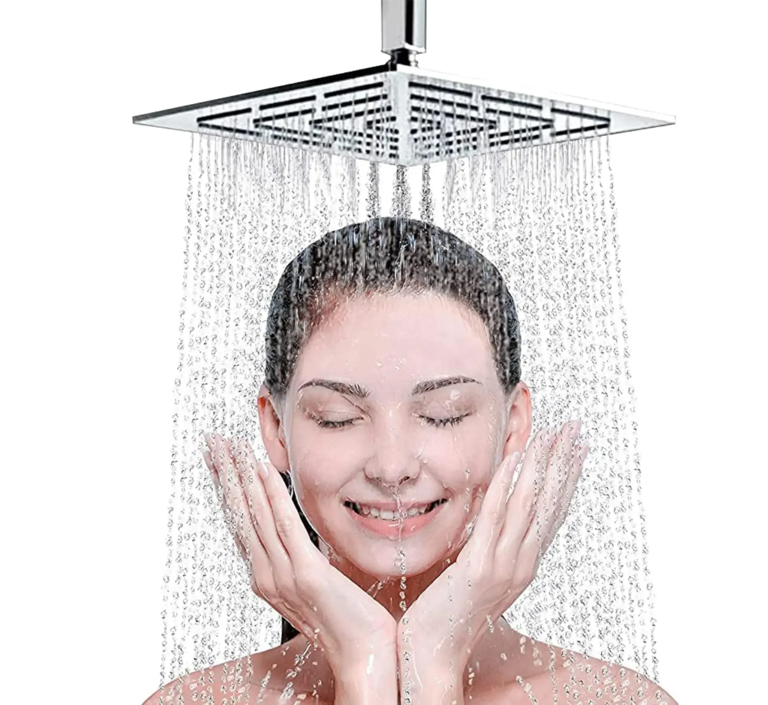 Amaze (8x8 Inches) 304- Grade Stainless Steel Chrome Finish Overhead Shower Without Arm