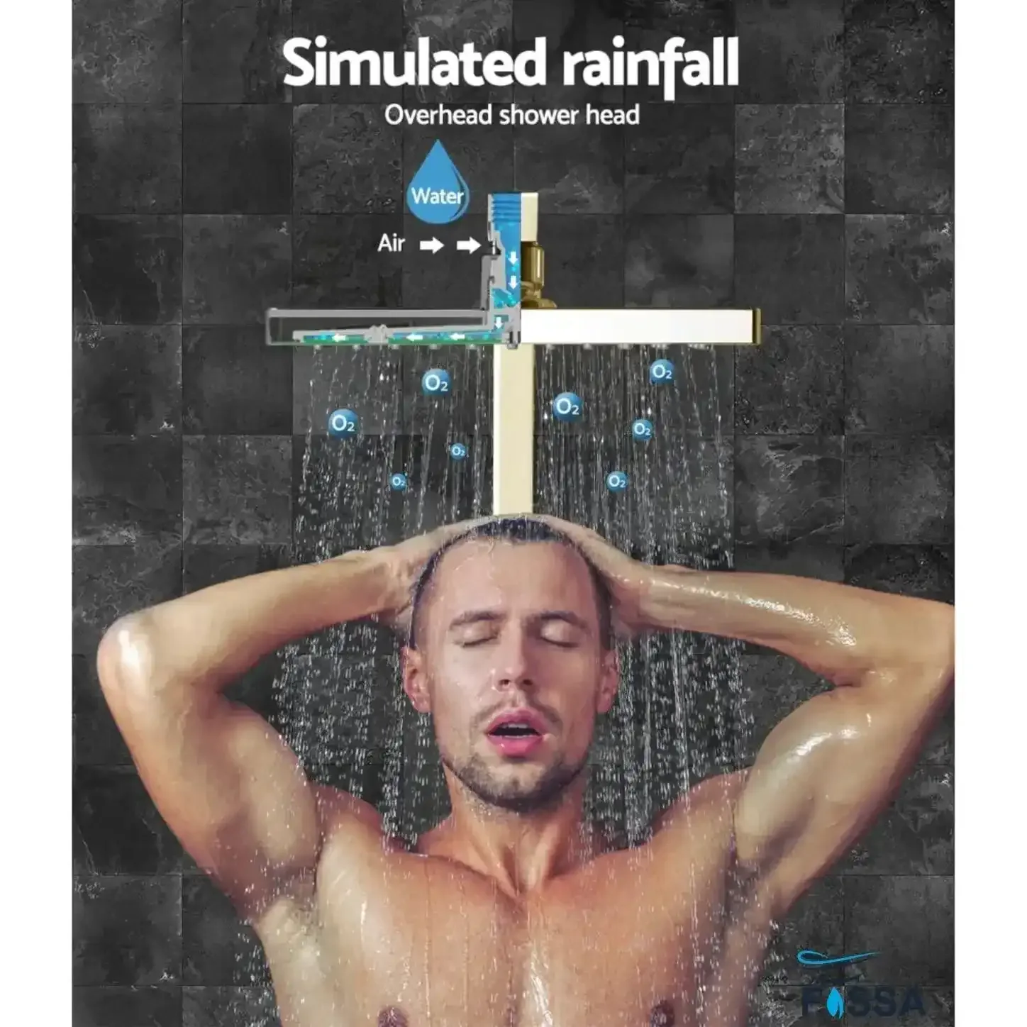 8 Inch Rainfall Square Overhead Shower Rose Gold With Arm (18 Inch) - Image 5