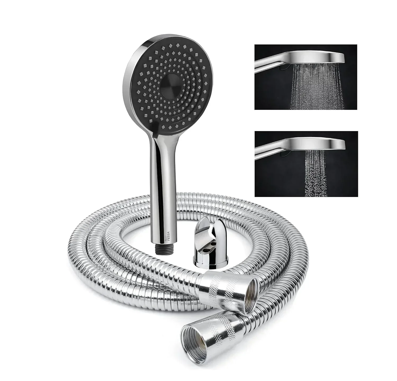 Alpha 2 Sprey Modes Chrome Finish Hand Shower With 1.5 Meter 304- Grade Stainless Steel Hose Pipe & Hook