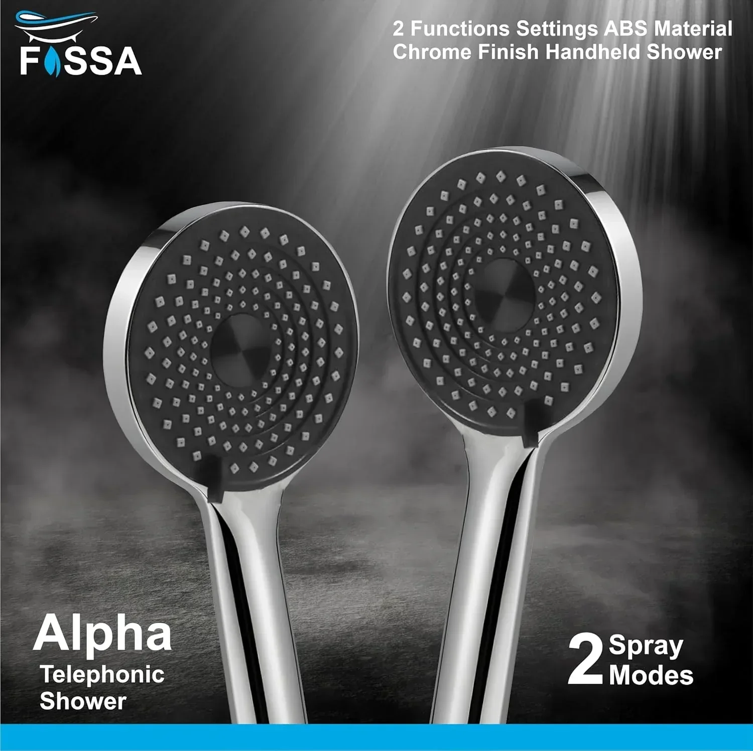 Alpha Handheld Shower ABS Rain Showerhead, 2 Water Outlet Mode Black-Chrome - Image 3