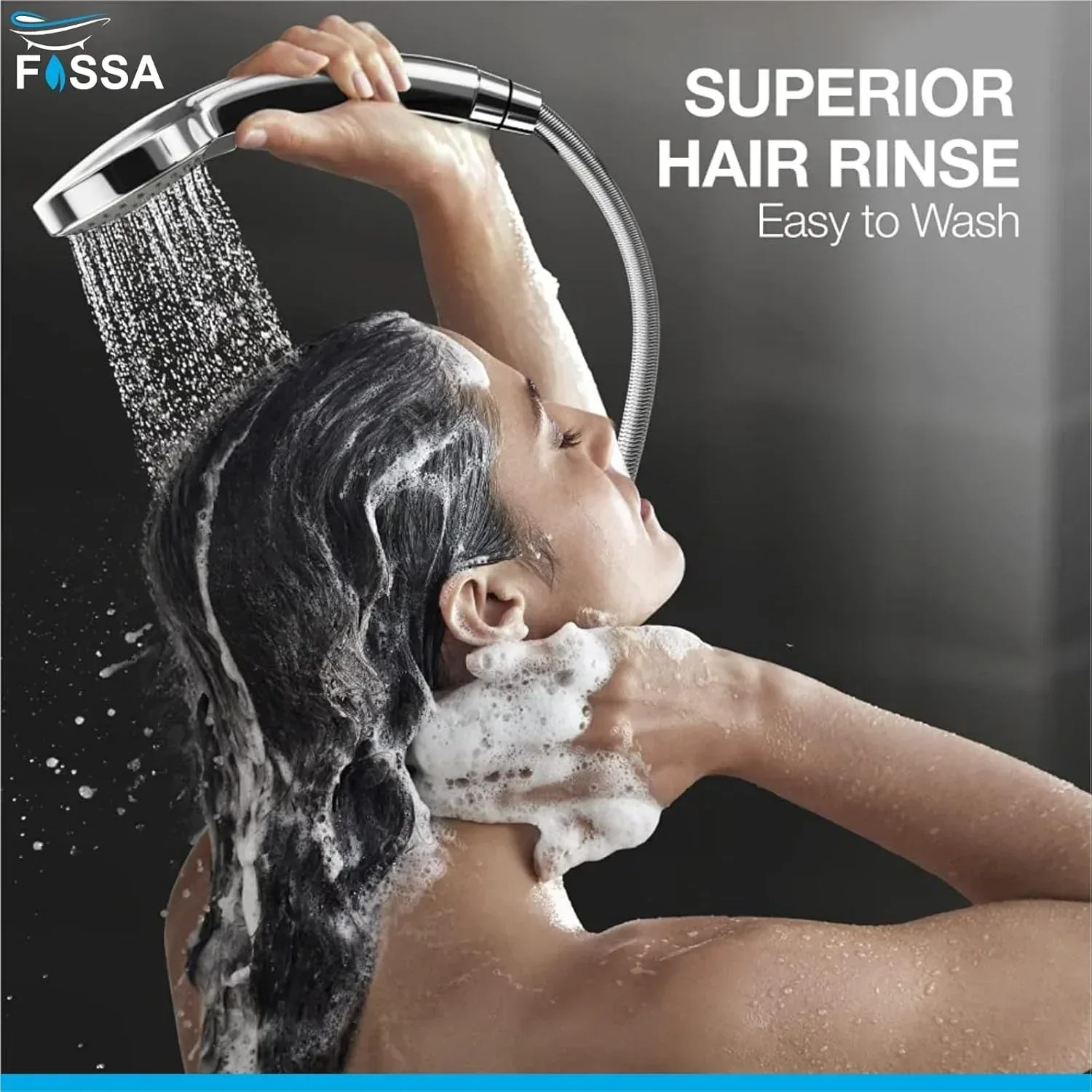 Alpha Handheld Shower ABS Rain Showerhead, 2 Water Outlet Mode Black-Chrome - Image 5