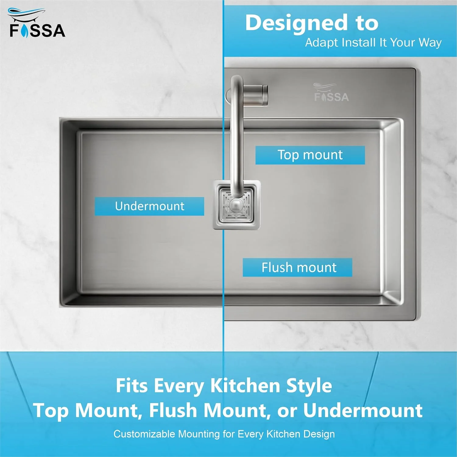 Aqua 304 Handmade  (21 x 18 x 09 ) Inch SS Single Bowl Tap Hole Square Coupling Silver Kitchen Sink - Image 3