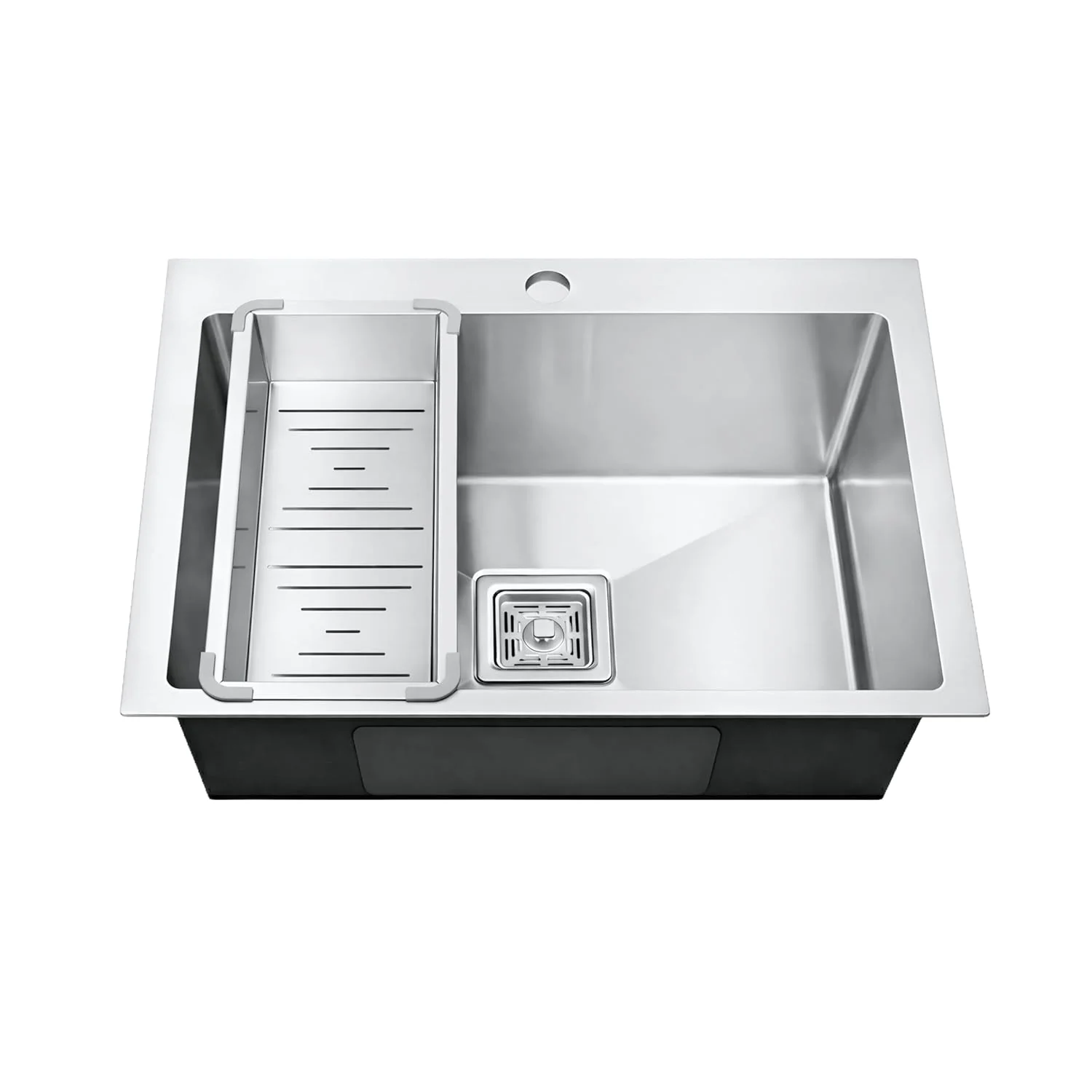 Aqua 304 Handmade  (21 x 18 x 09 ) Inch SS Single Bowl Tap Hole Square Coupling Silver Kitchen Sink - Image 8