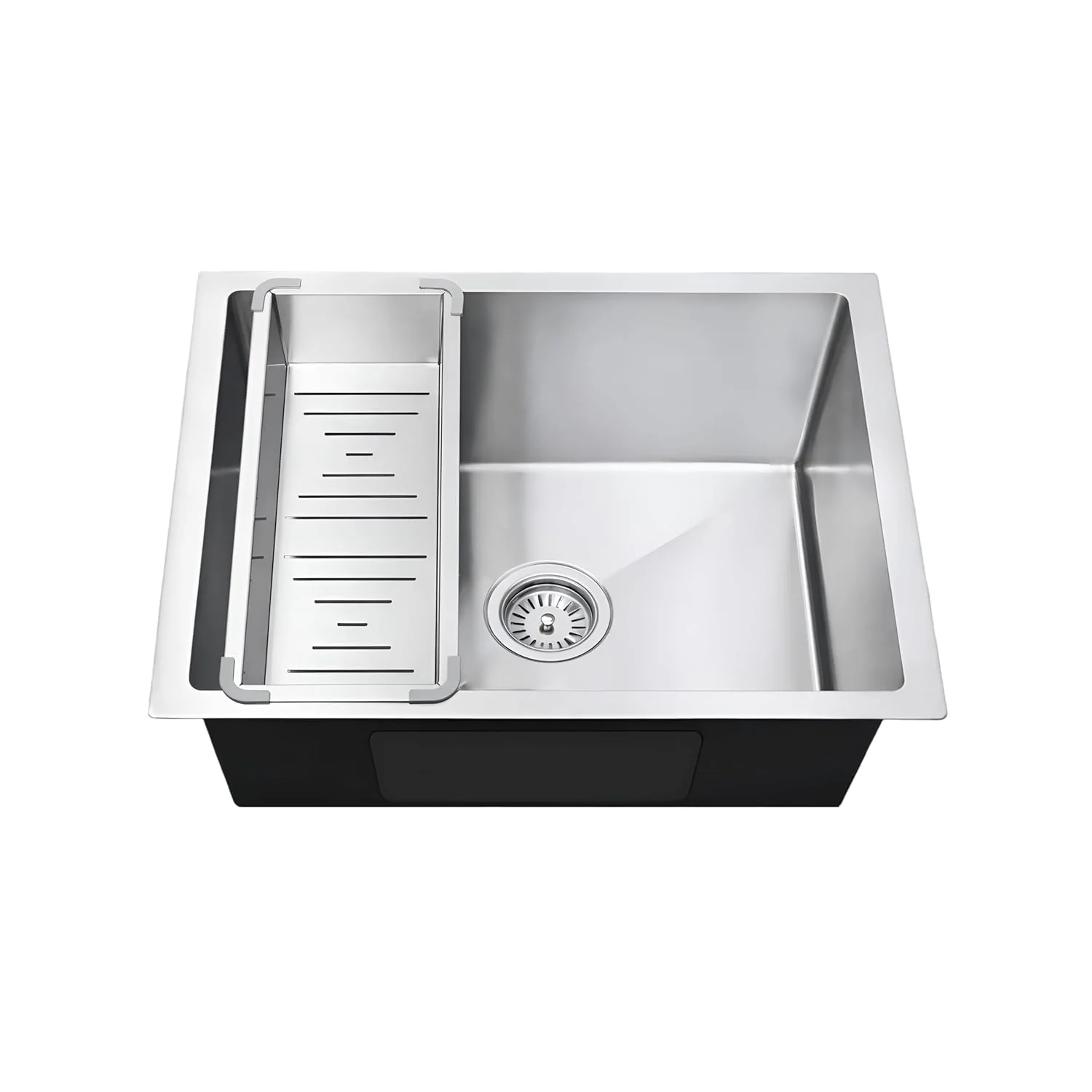 Aqua 304 Handmade (24 x 18 x 09 ) Inch SS Single Bowl Round Coupling Silver Kitchen Sink - Image 8