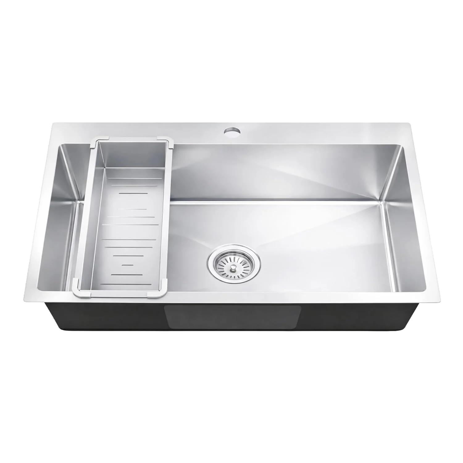 Aqua 304 Handmade (30 x 18 x 09 ) Inch SS Single Bowl Tap Hole Round Coupling Silver Kitchen Sink - Image 8