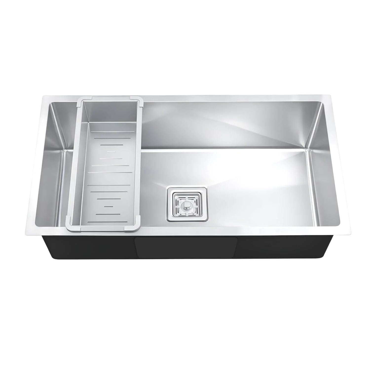 Aqua 304 Handmade (32 x 18 x 09 ) Inch SS Single Bowl Square Coupling  Silver Kitchen Sink - Image 6