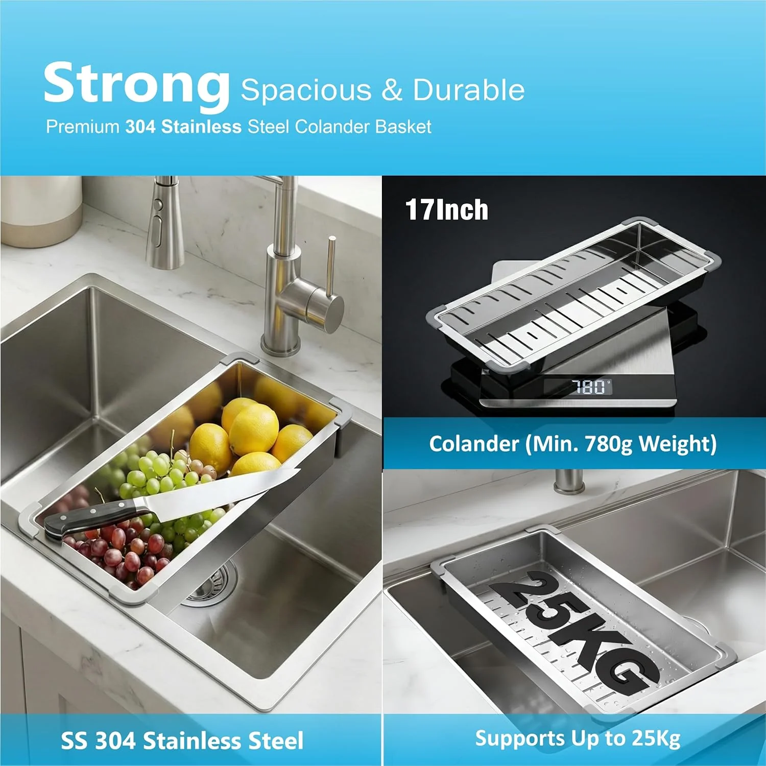 Aqua 304 Handmade (32 x 18 x 09 ) Inch SS Round Coupling Single Bowl Silver Kitchen Sink - Image 5