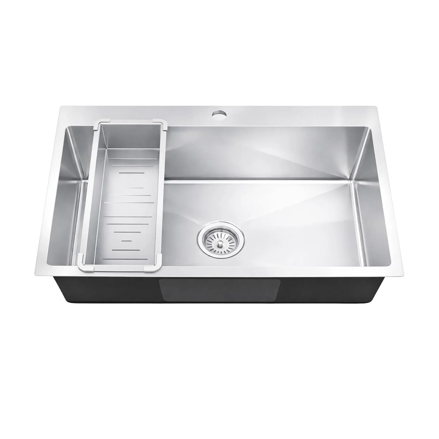 Aqua 304 Handmade (32 x 20 x 09 ) Inch SS Single Bowl Tap Hole Round Coupling Silver Kitchen Sink - Image 8