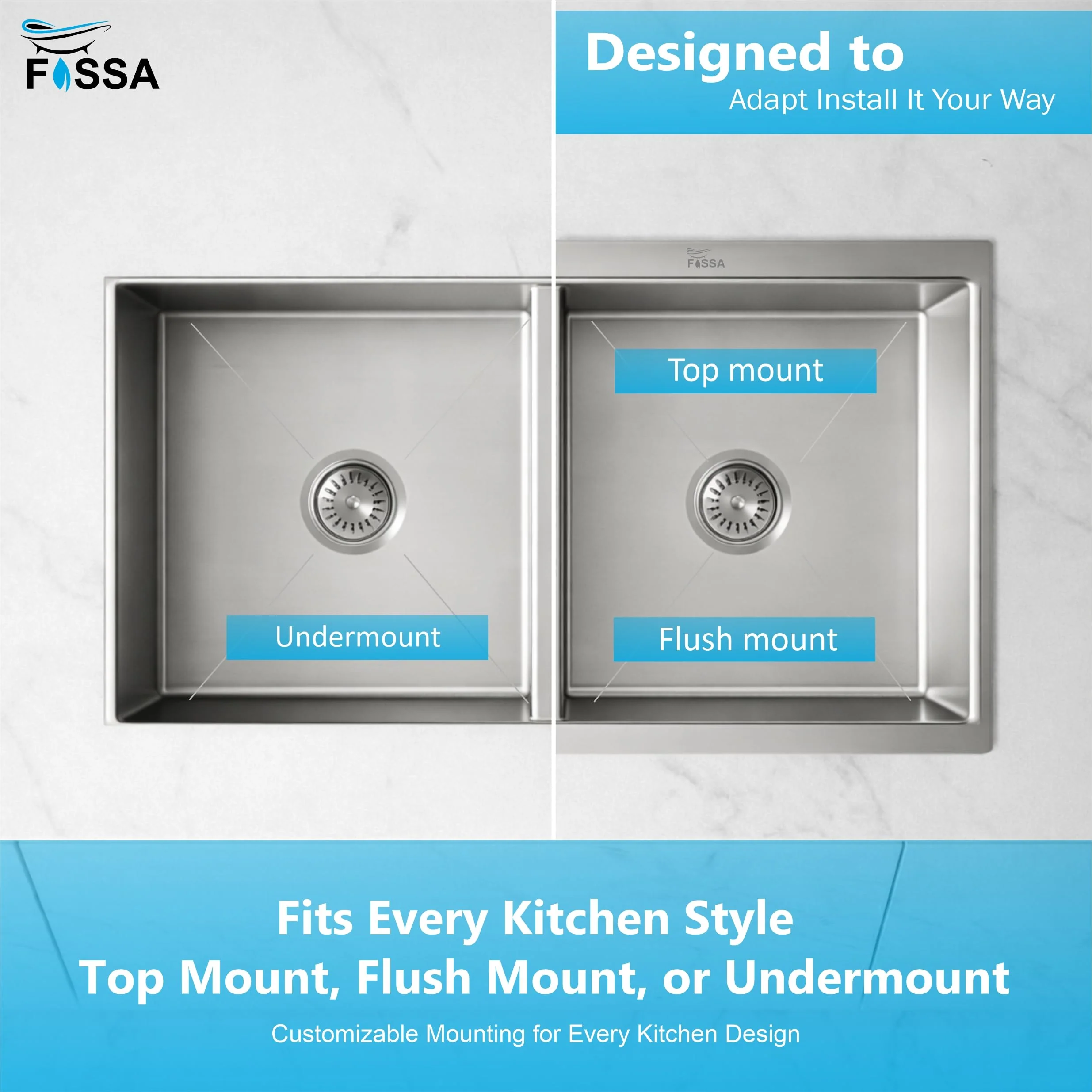 Aqua 304 Handmade ( 37"x18"x09" ) Inch SS Double Bowl Round Coupling  Silver Kitchen Sink - Image 4