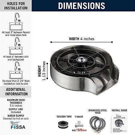 Kitchen Sink Glass Rinser with Heavy Stainless Steel Body - Image 3