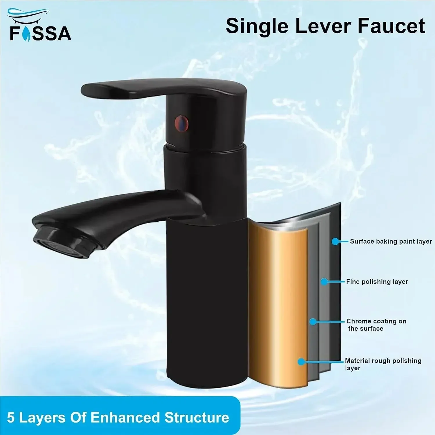 Brass Single Lever Basin Mixer Tap with Hose Pipe - Image 2