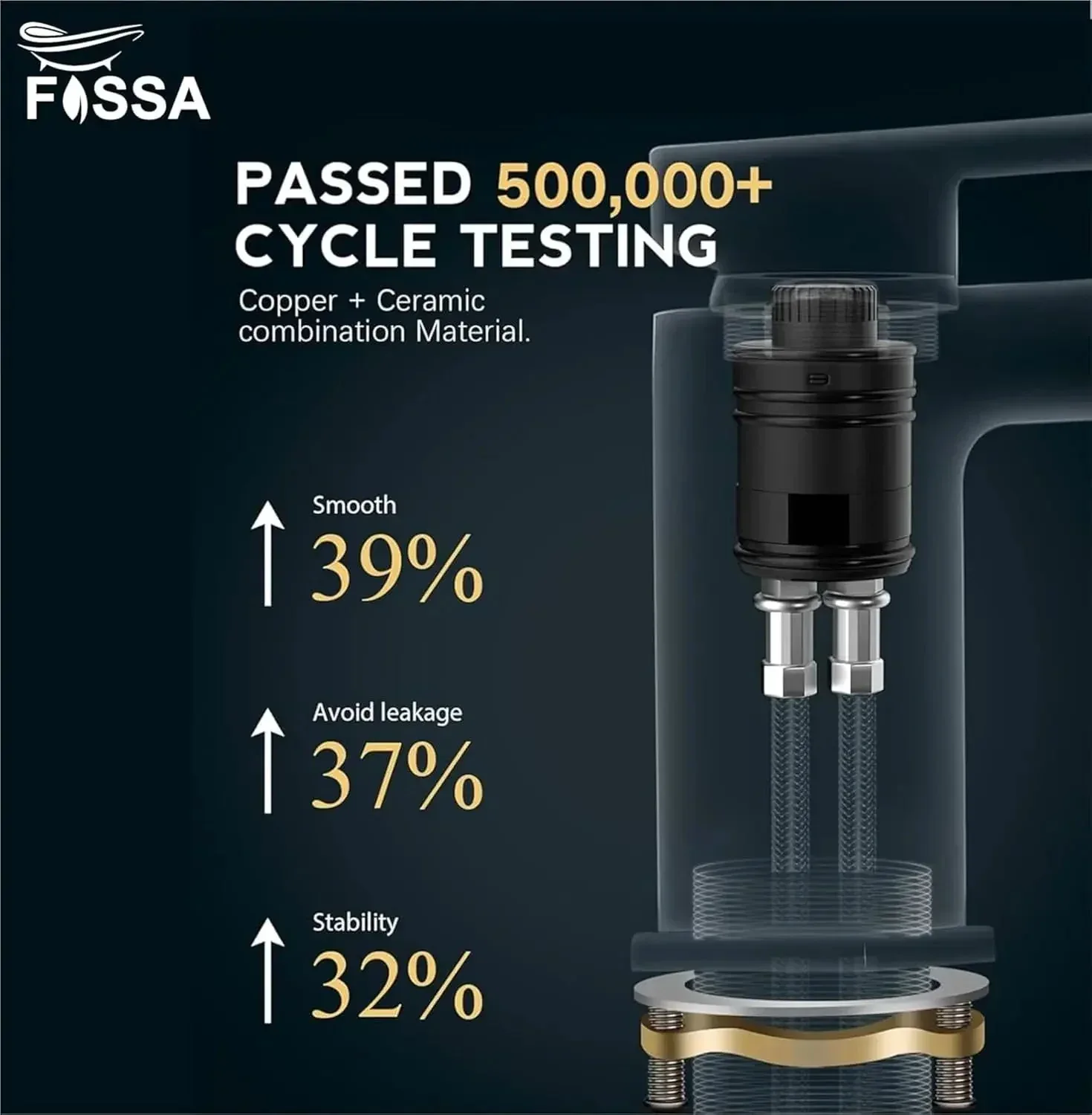 Brass Single Lever Basin Mixer Tap with Hose Pipe - Image 3