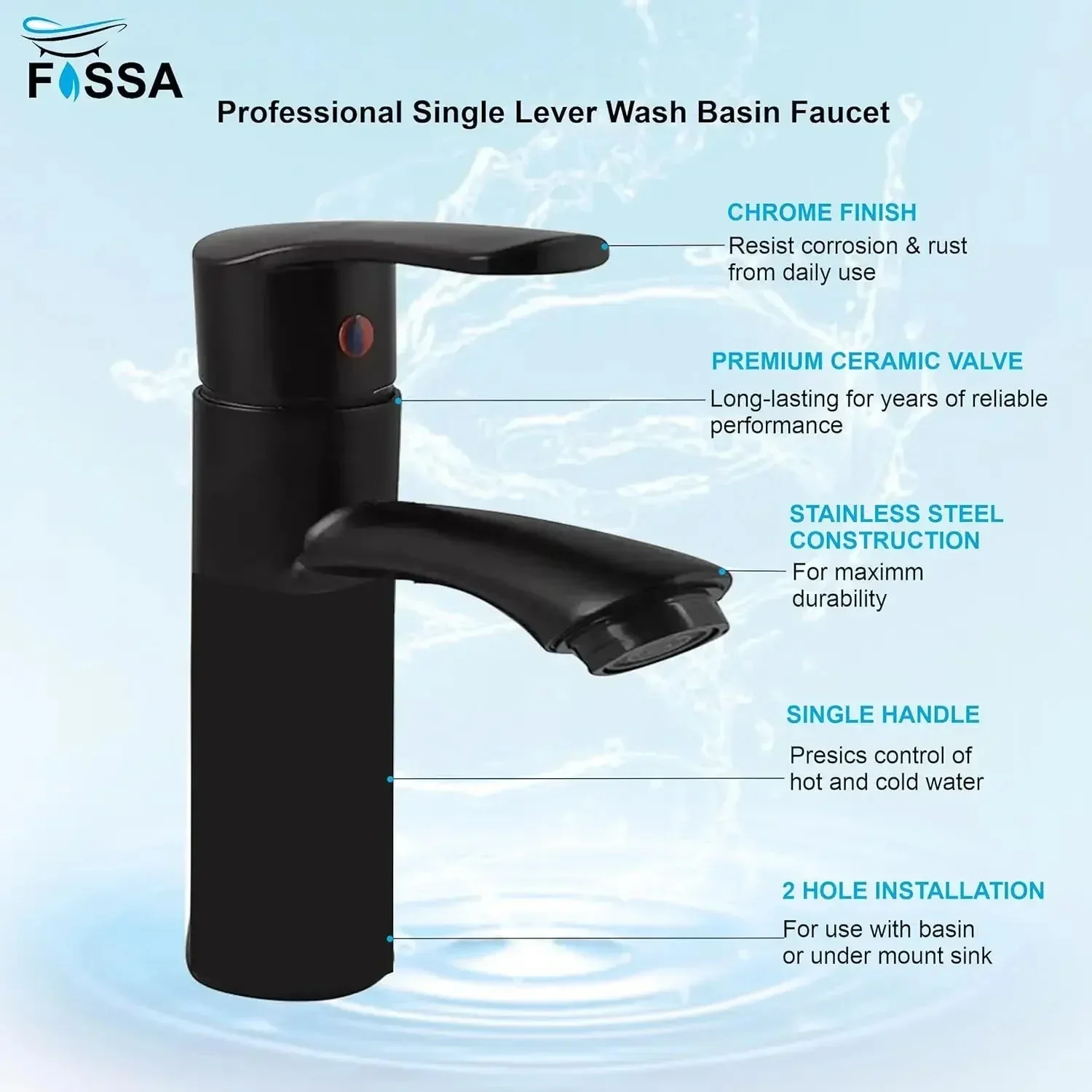 Brass Single Lever Basin Mixer Tap with Hose Pipe - Image 4