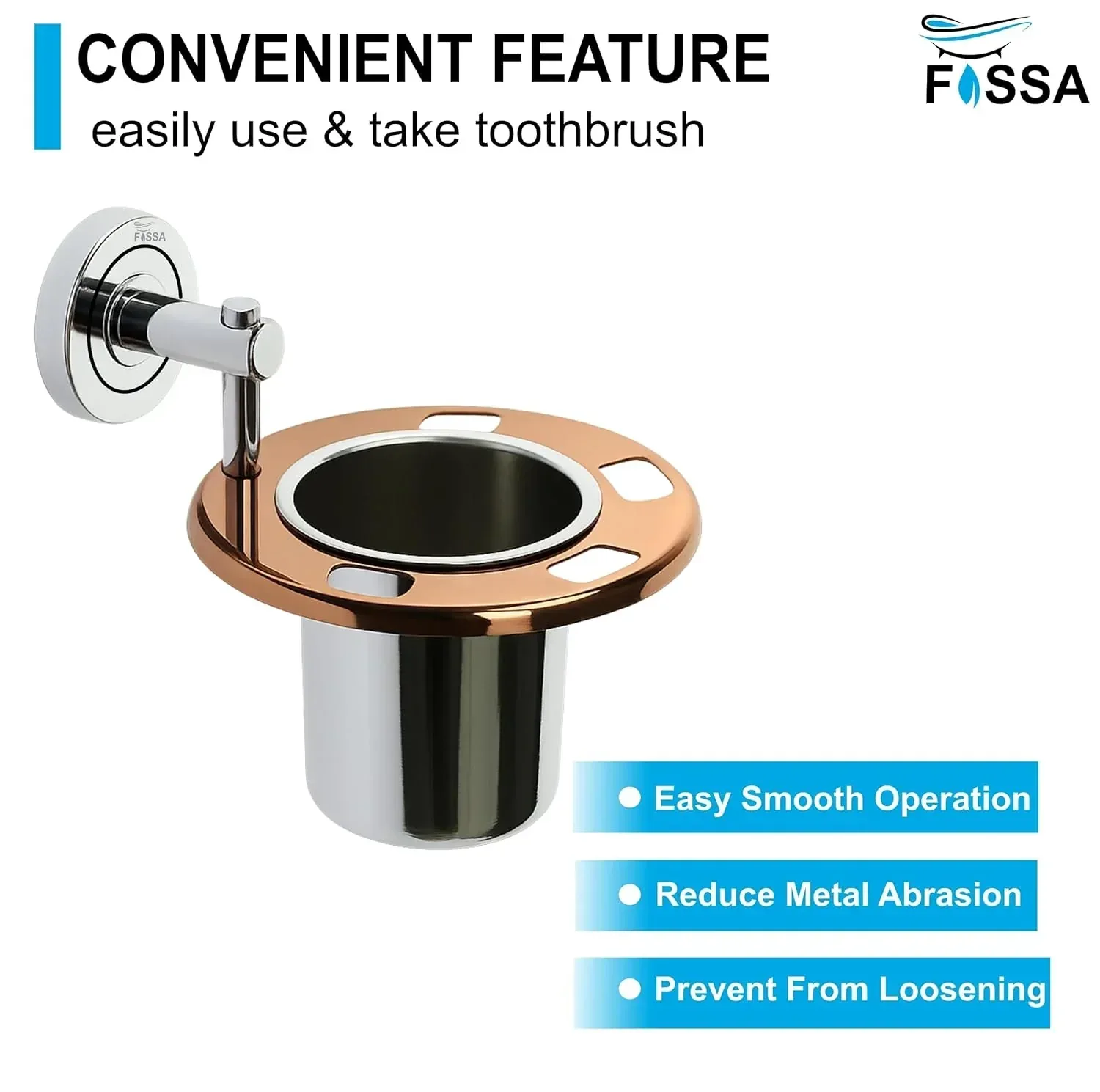 Stainless Steel Wall Mounted Brush & Tumbler Holder Rose-Gold-Silver - Image 3