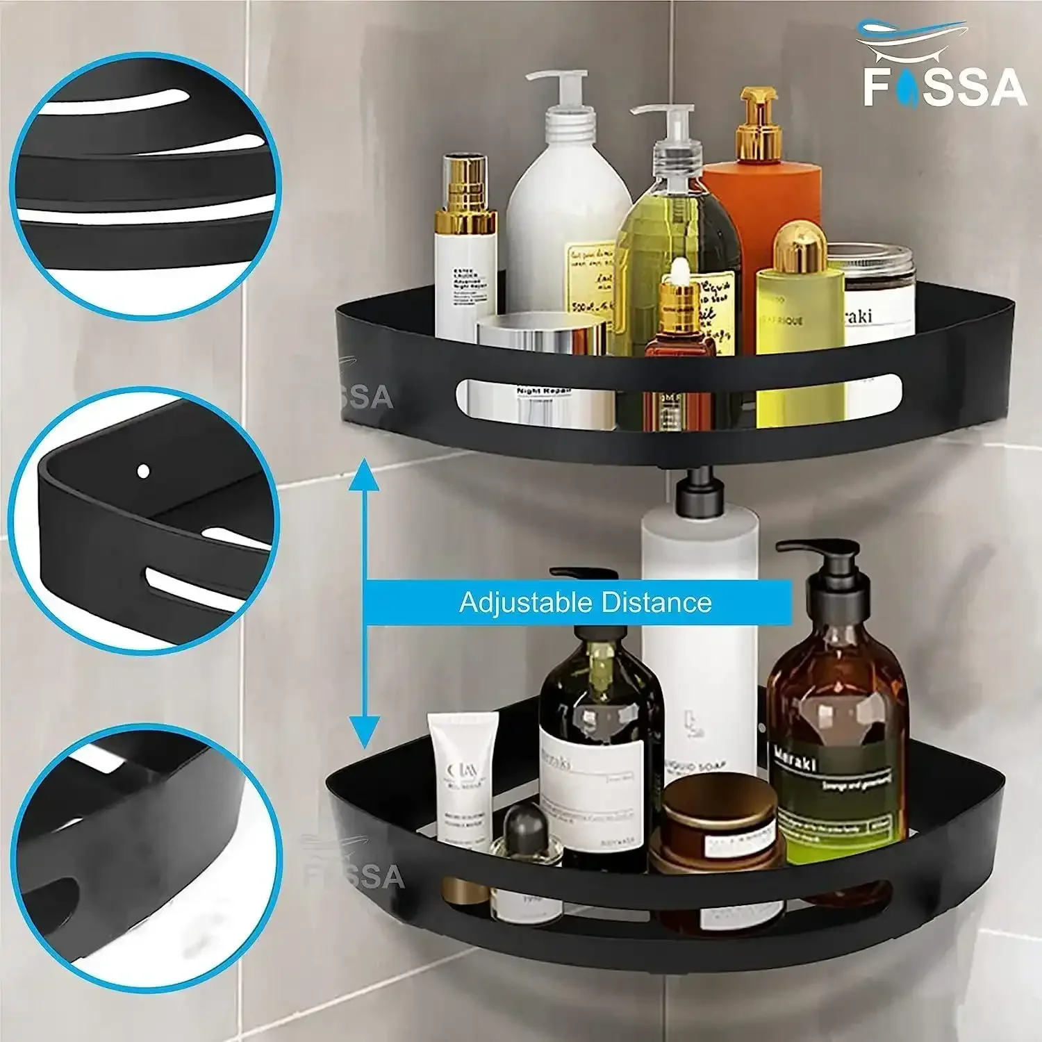 Caddy Stainless Steel Corner Shelf (Black) - Image 4