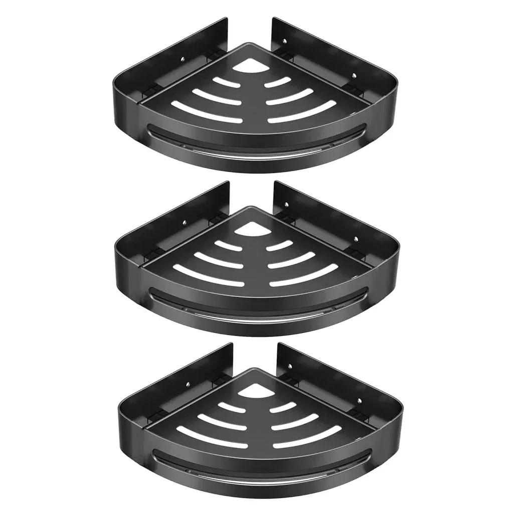 Caddy Stainless Steel Corner Shelf (Black) 3 Set