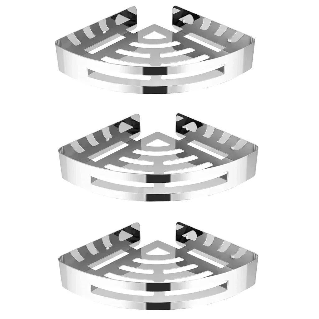 Caddy Stainless Steel Corner Shelf (Silver) 3 Set