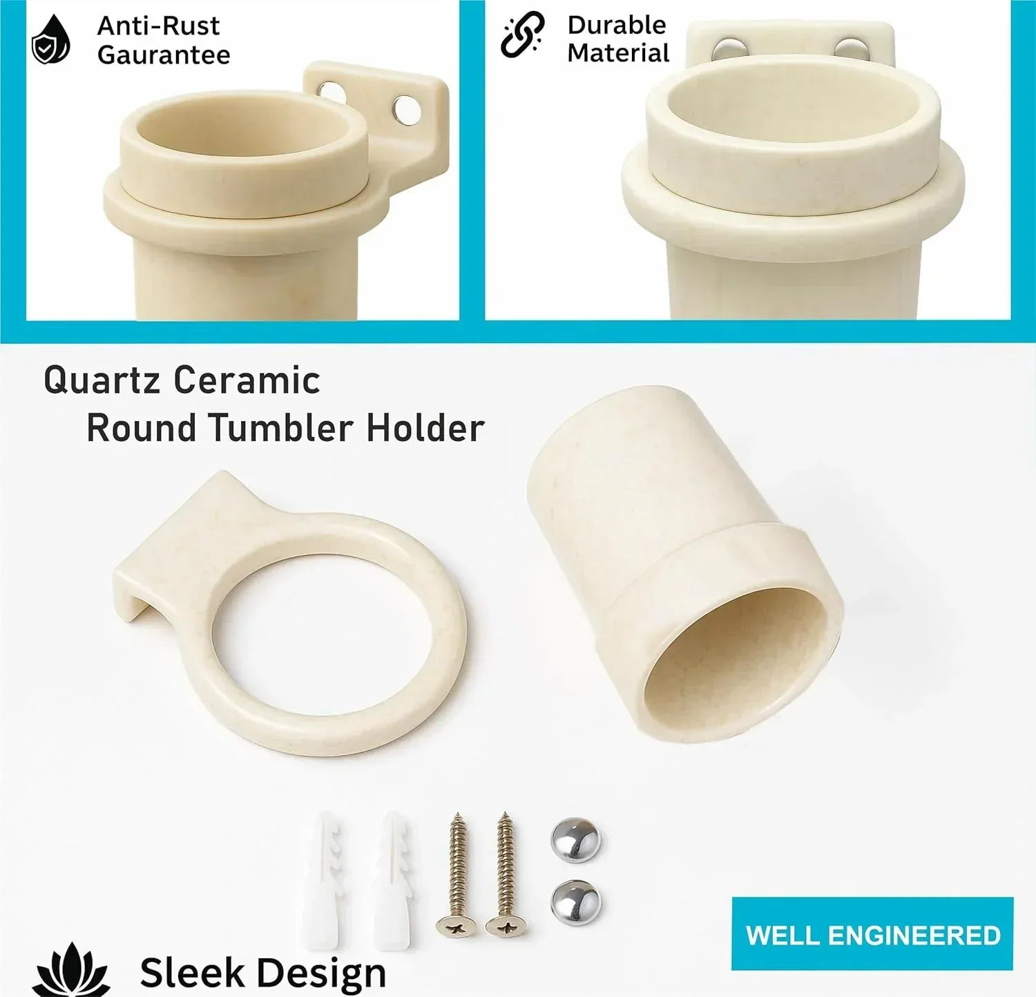 Ceramic Ivory Unbreakable Brush Holder Round Glossy Finish (RM-123) - Image 5