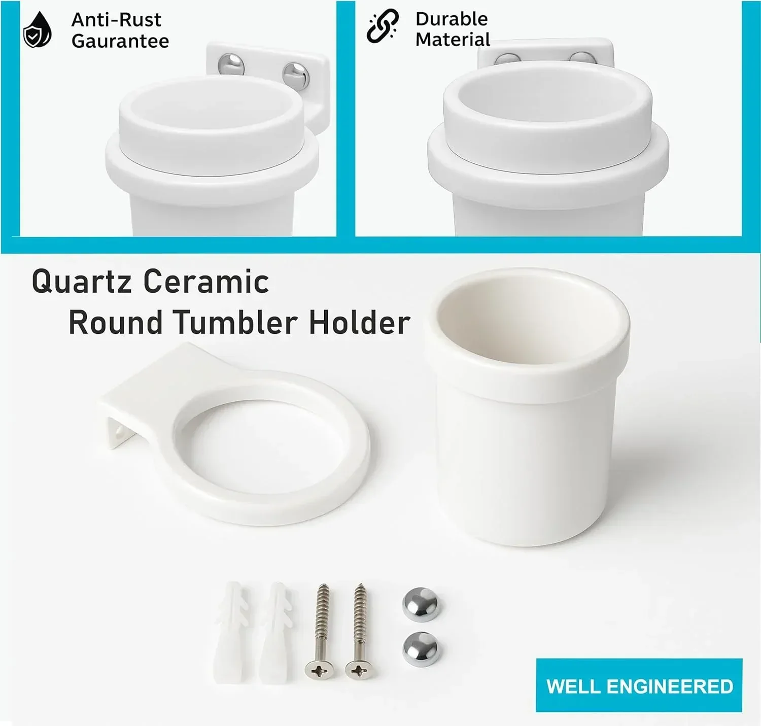 Ceramic White Unbreakable Brush Holder Round Glossy Finish (RW-123) - Image 6