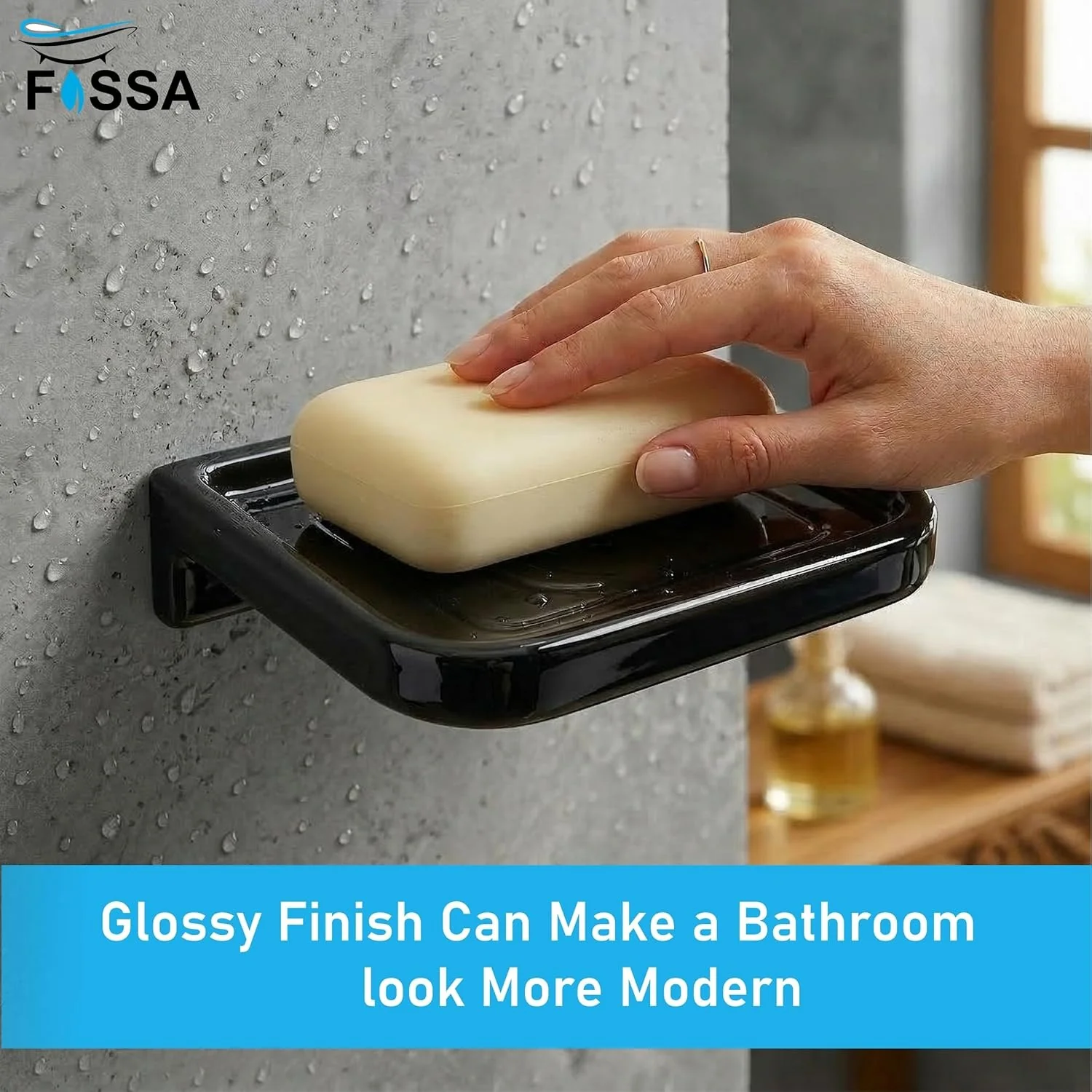 Ceramic Balck Unbreakable Soap Dish Rectangular Glossy Finish (RB-118) - Image 3