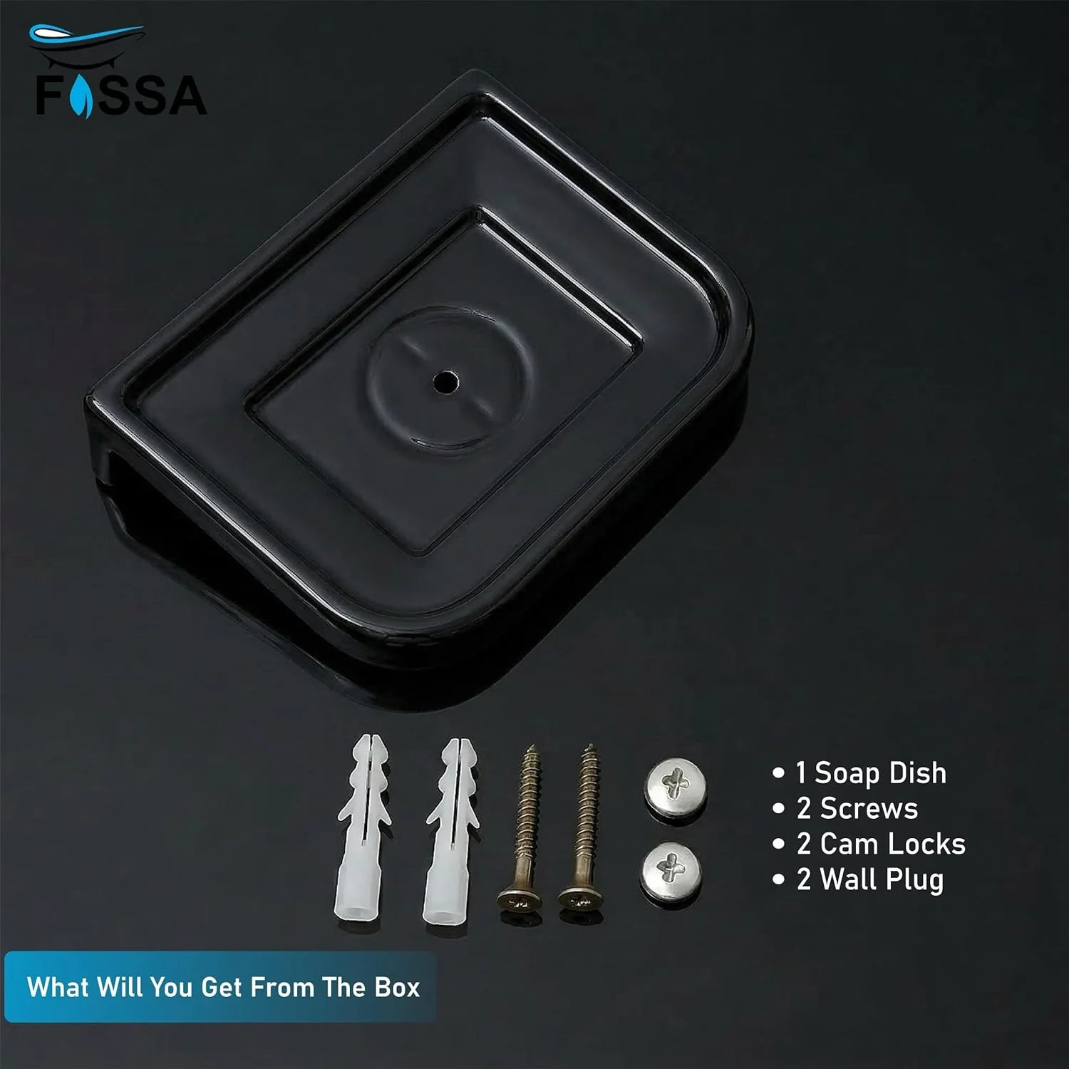 Ceramic Balck Unbreakable Soap Dish Rectangular Glossy Finish (RB-118) - Image 4