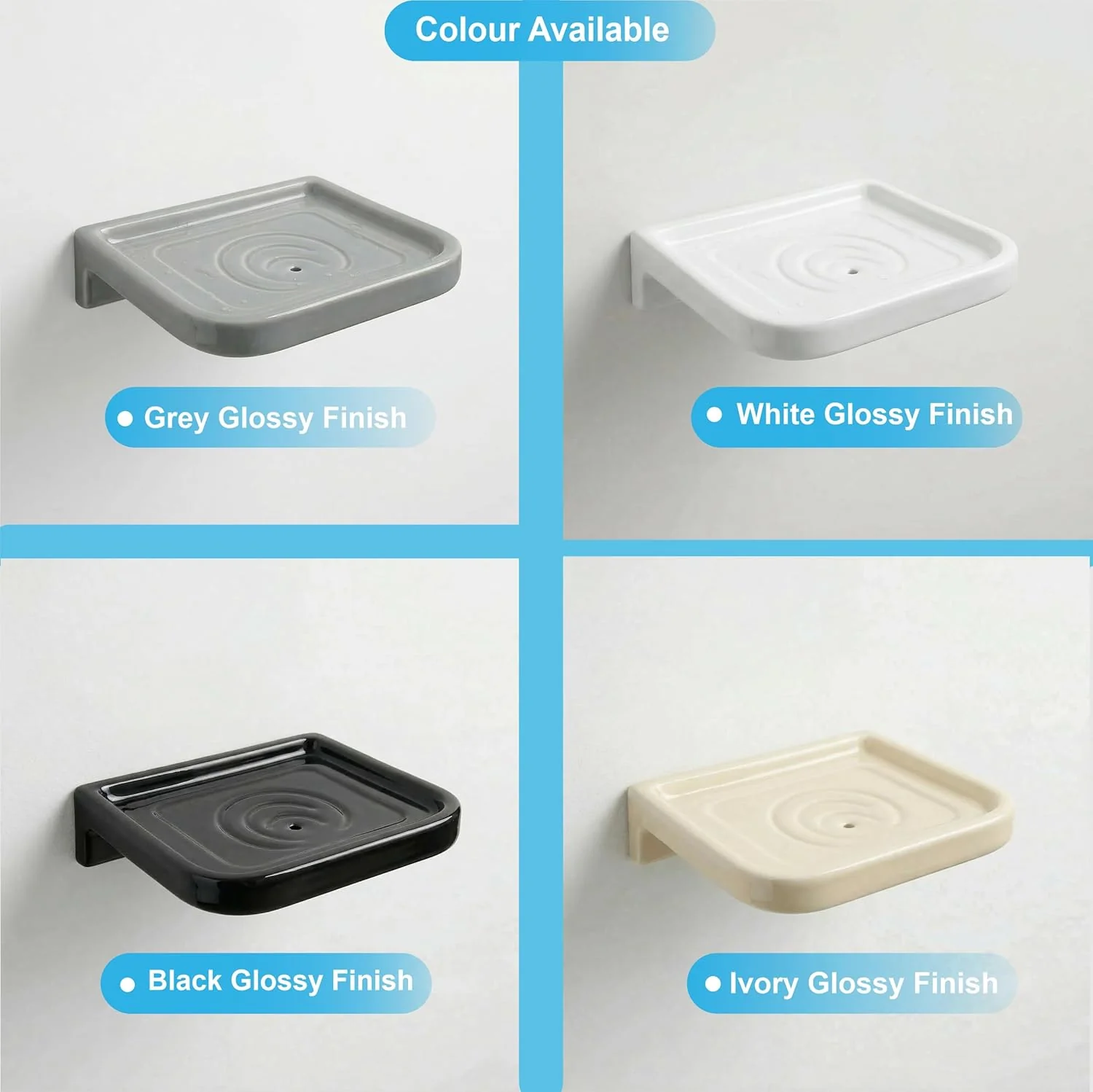 Ceramic Balck Unbreakable Soap Dish Rectangular Glossy Finish (RB-118) - Image 5
