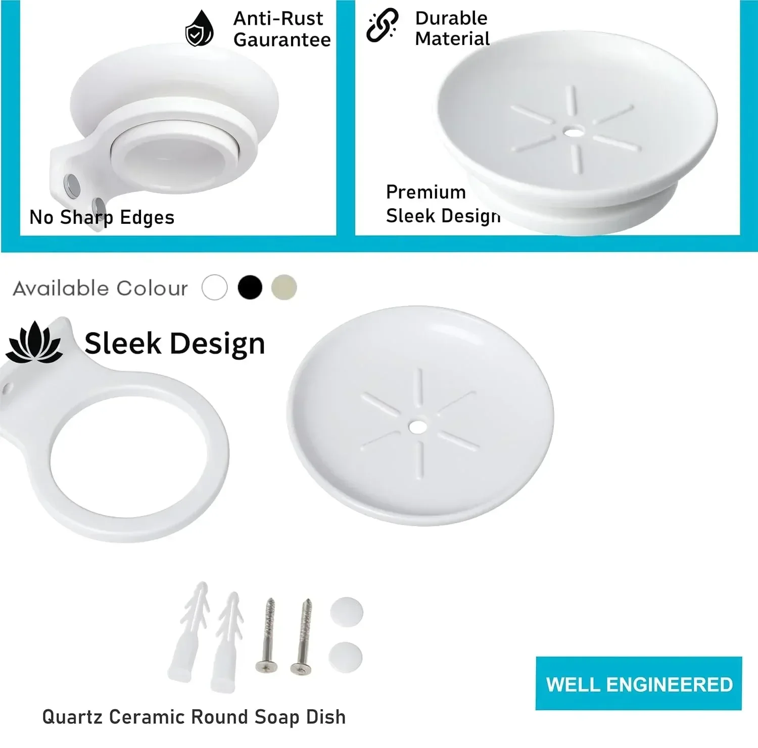 Ceramic White Unbreakable Soap Dish  Round Glossy Finish (RW-121) - Image 4