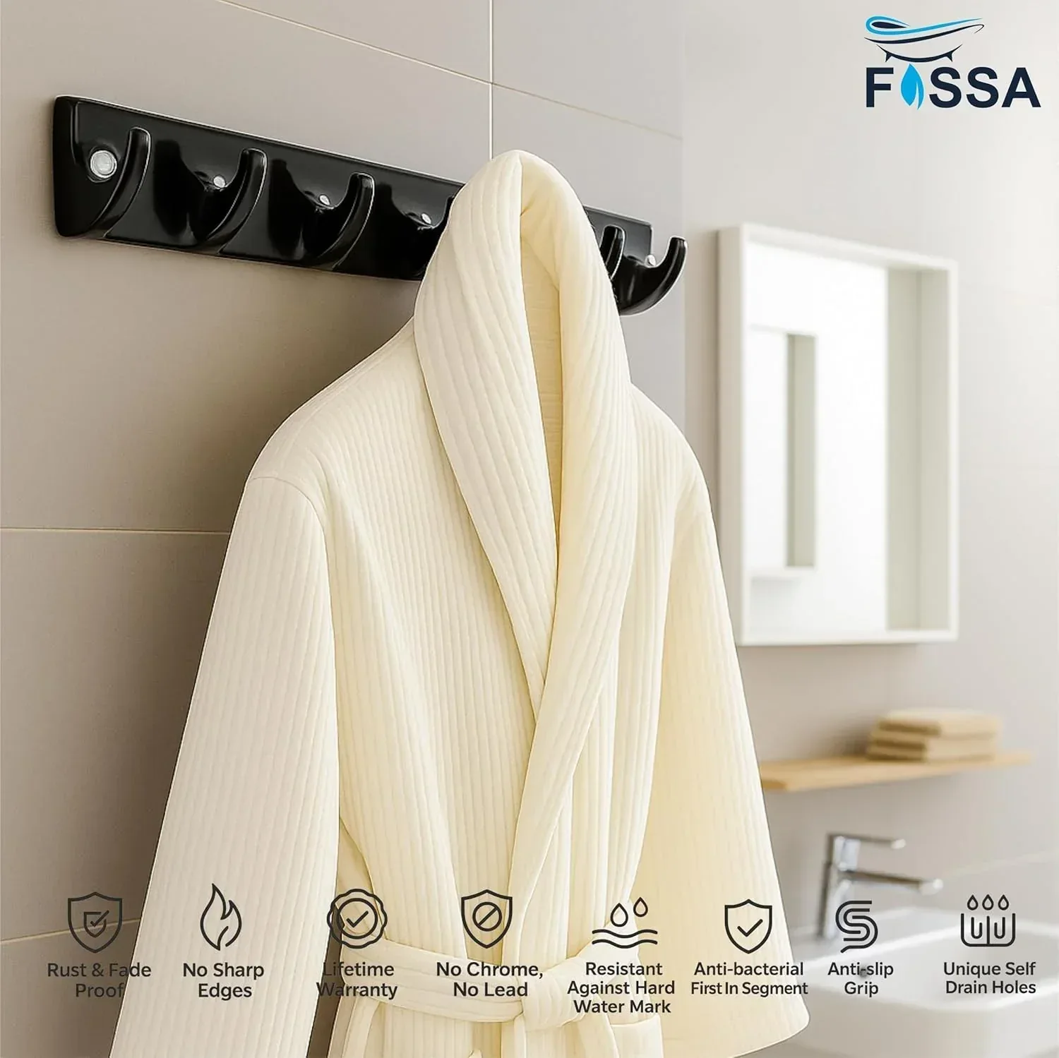 Ceramic Black Cloth Hanger Unbreakable Glossy Finish (RB-132) - Image 5