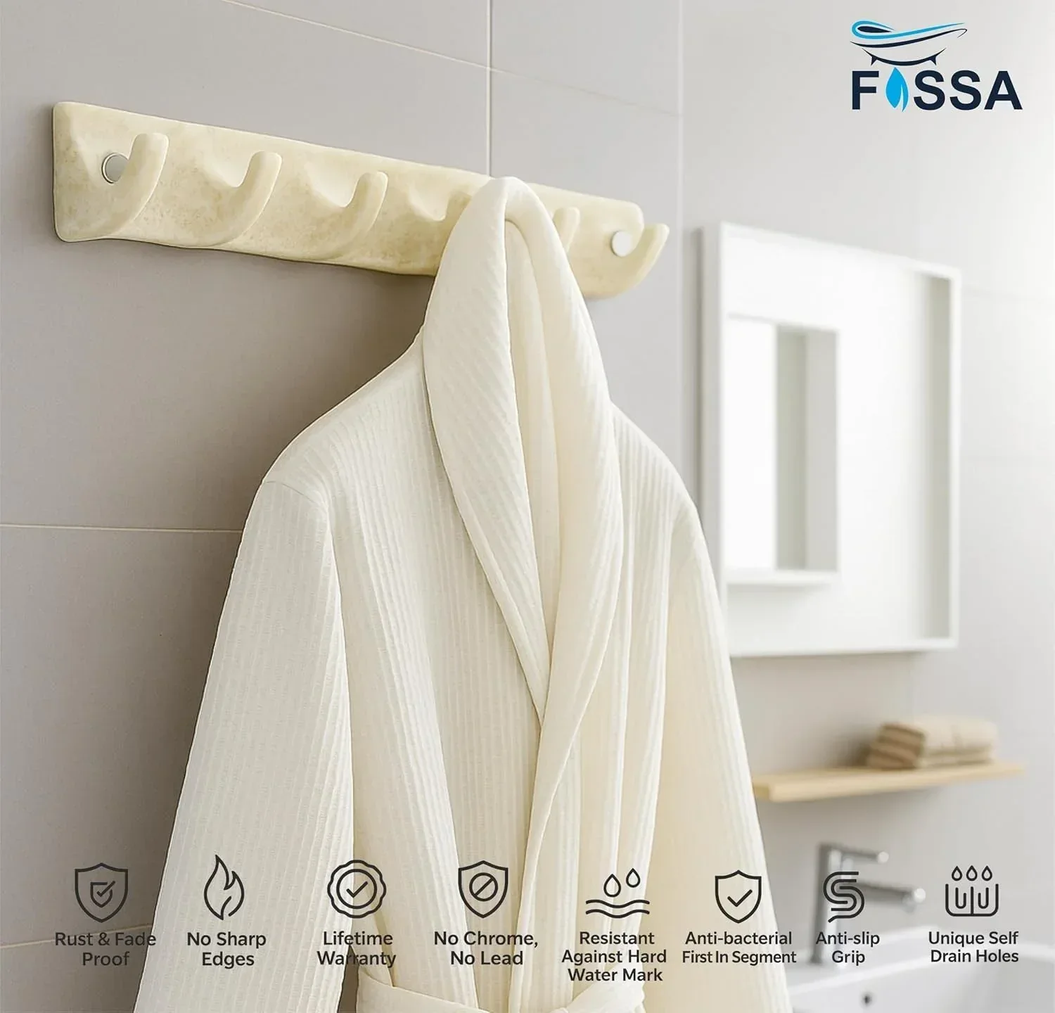 Ceramic Ivory Cloth Hanger Unbreakable Glossy Finish (RM-132) - Image 4