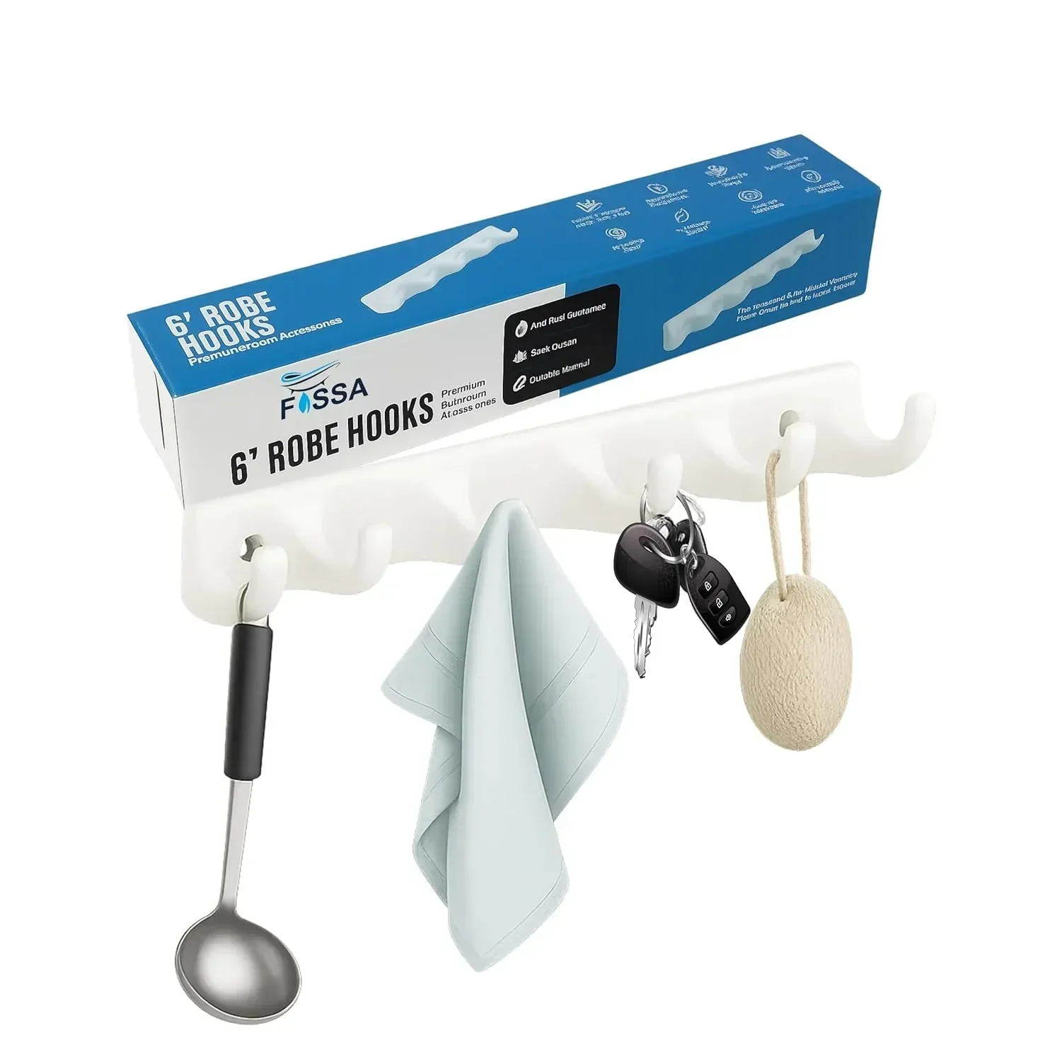 Ceramic White Cloth Hanger Unbreakable Glossy Finish (RW-132)