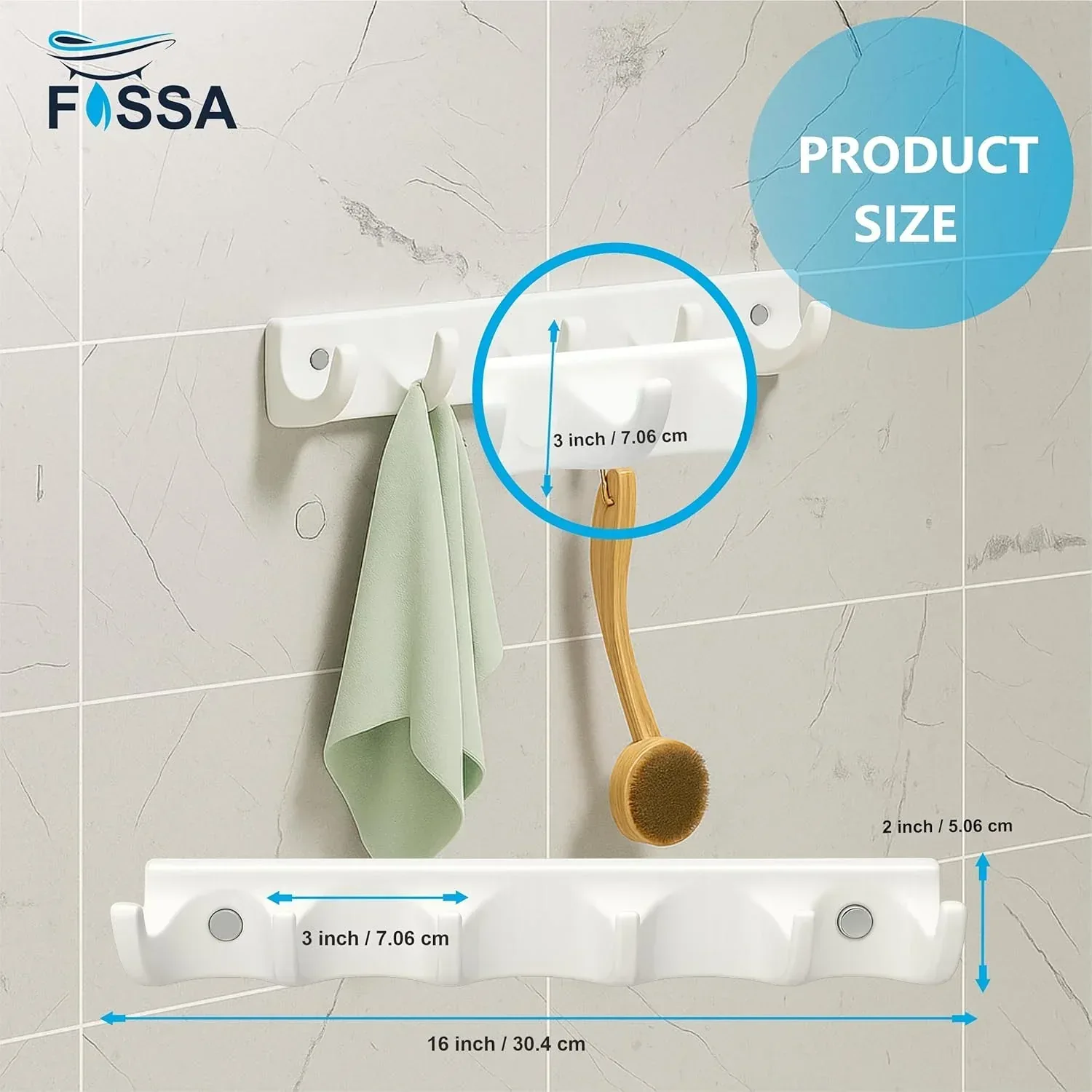Ceramic White Cloth Hanger Unbreakable Glossy Finish (RW-132) - Image 3