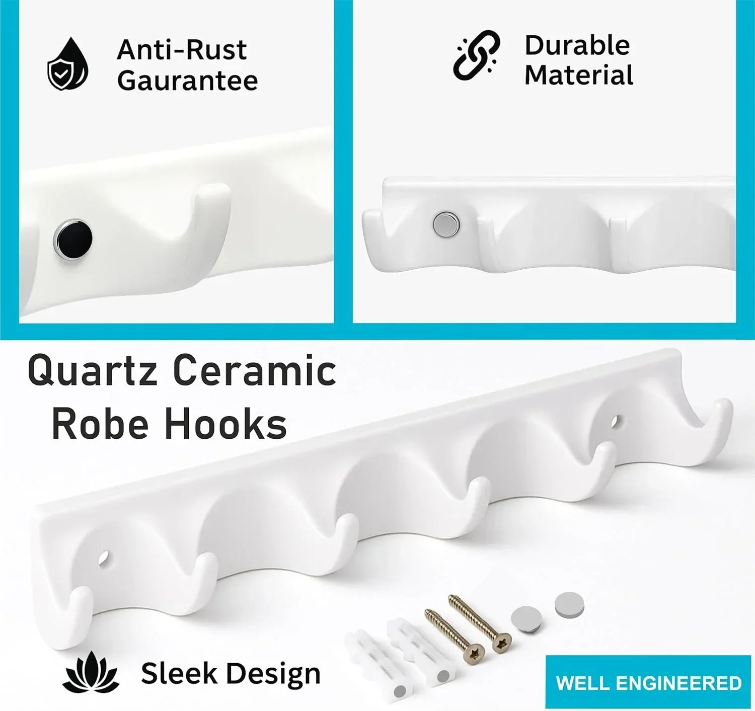 Ceramic White Cloth Hanger Unbreakable Glossy Finish (RW-132) - Image 4