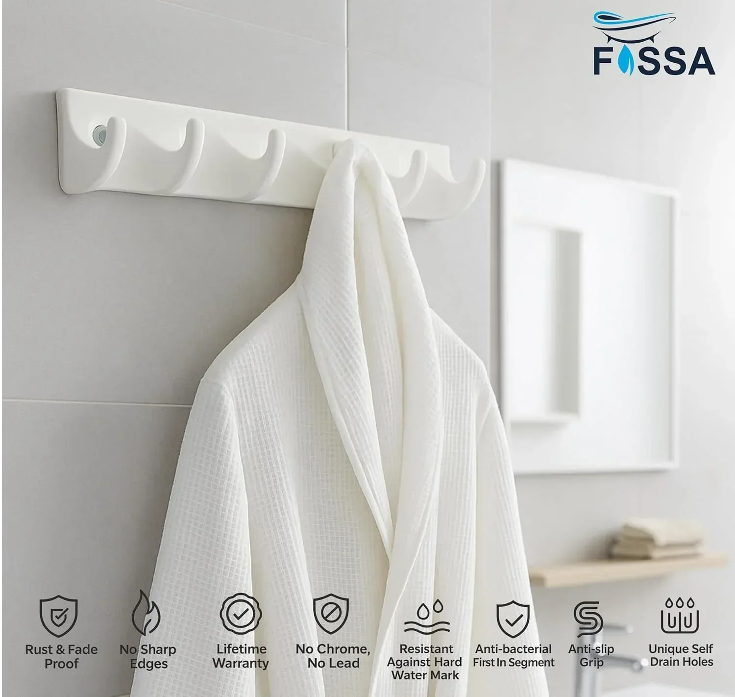 Ceramic White Cloth Hanger Unbreakable Glossy Finish (RW-132) - Image 6