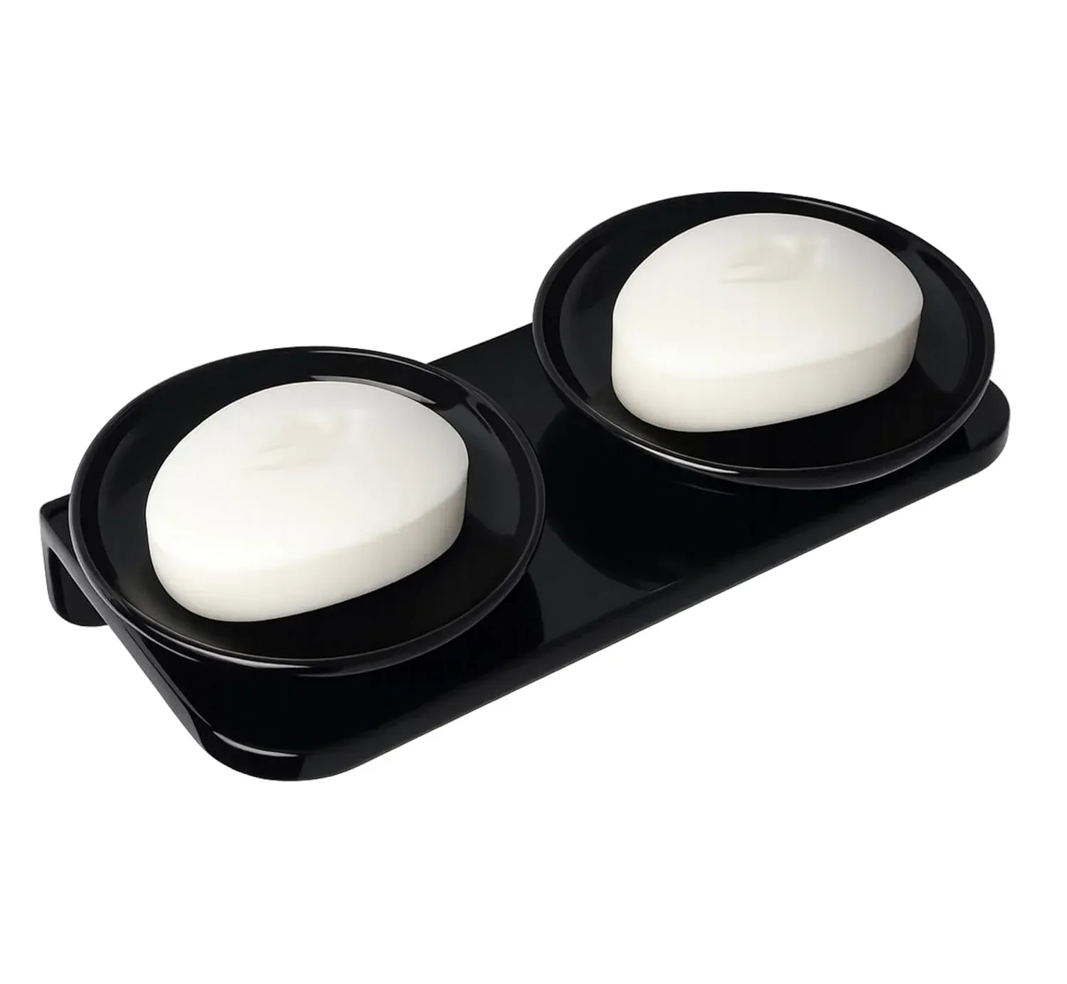 Ceramic Black Unbreakable Double Soap Dish Round Glossy Finish (RB-122)
