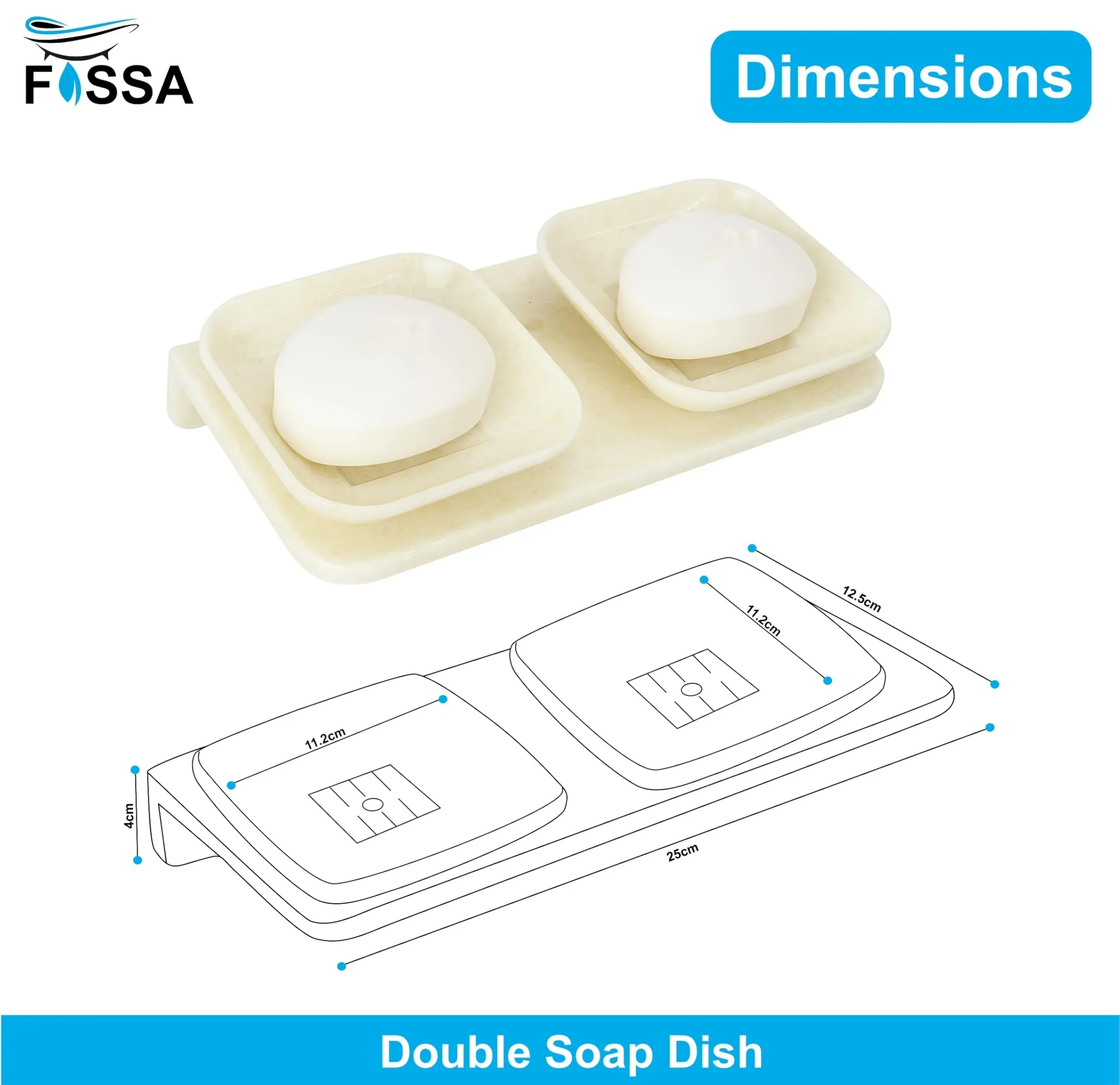 Ivory Double Soap Dish Unbreakable ABS Rectangular Ceramic Finish (RM-112) - Image 2