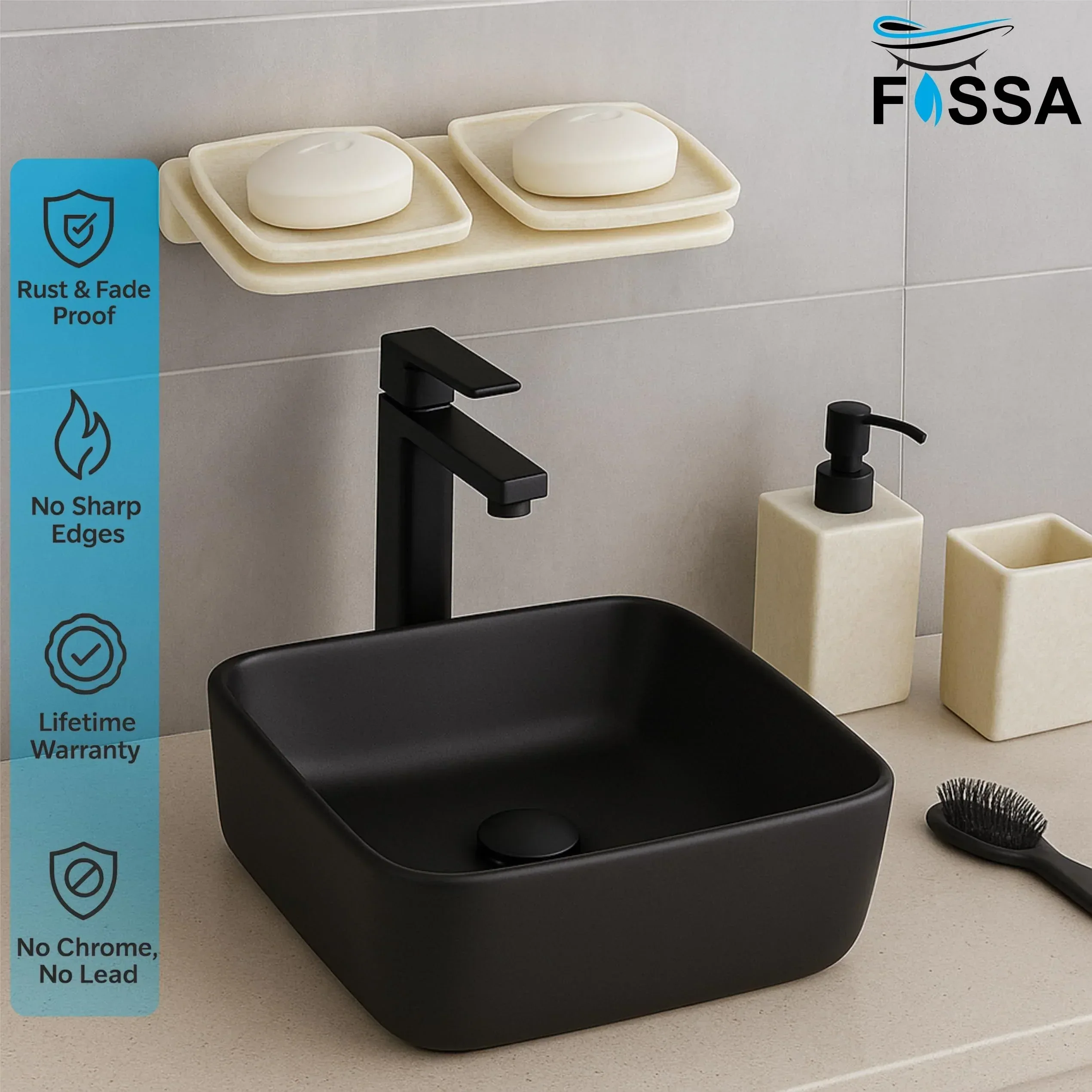 Ivory Double Soap Dish Unbreakable ABS Rectangular Ceramic Finish (RM-112) - Image 4