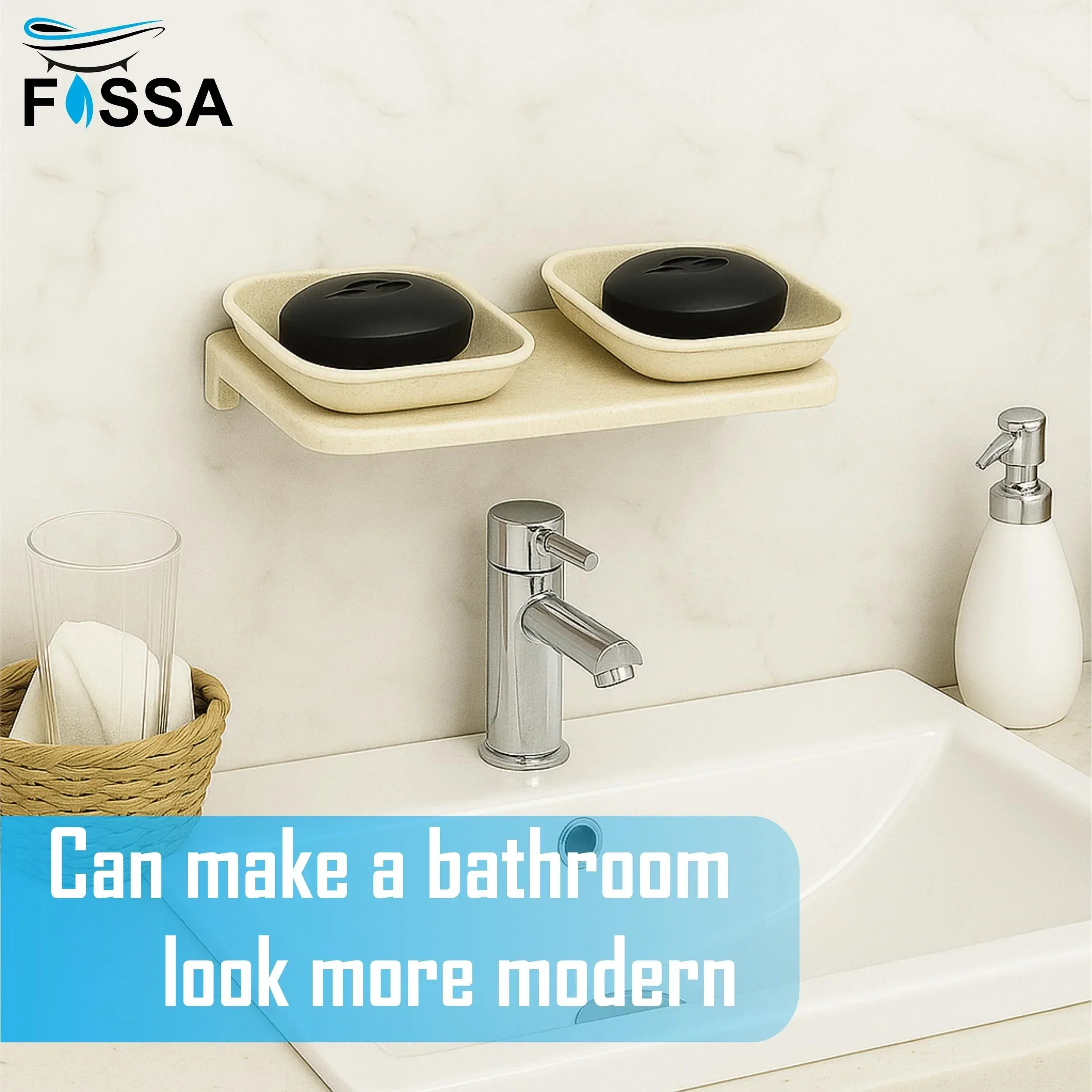 Ivory Double Soap Dish Unbreakable ABS Rectangular Ceramic Finish (RM-112) - Image 6