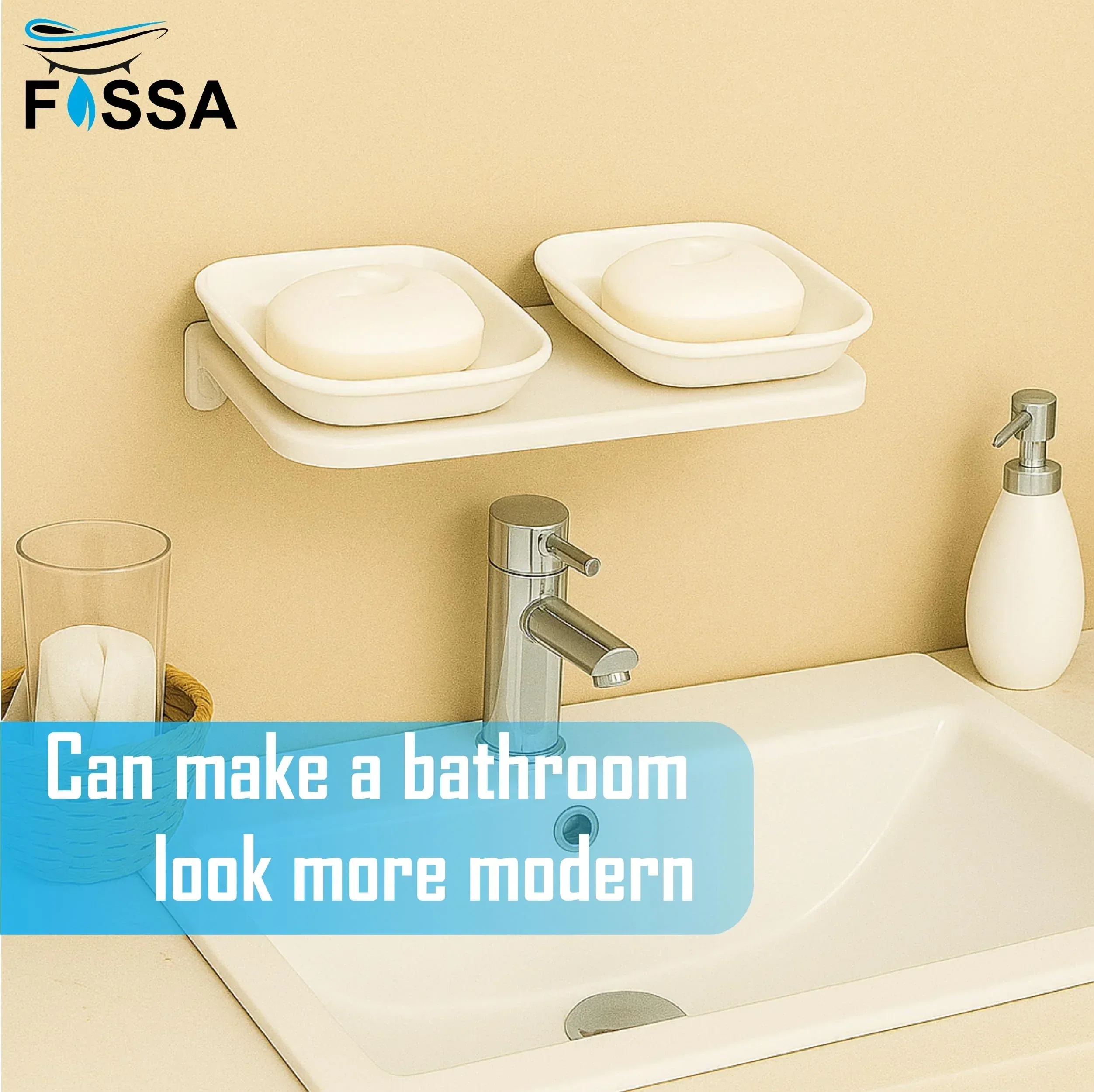 White Double Soap Dish Unbreakable Abs Rectangular Ceramic Finish (RW-112) - Image 5