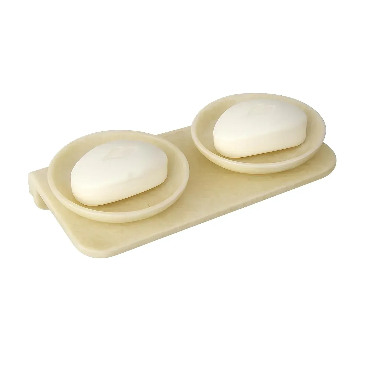Ceramic Ivory Unbreakable Double Soap Dish Round Glossy Finish (RM-122)