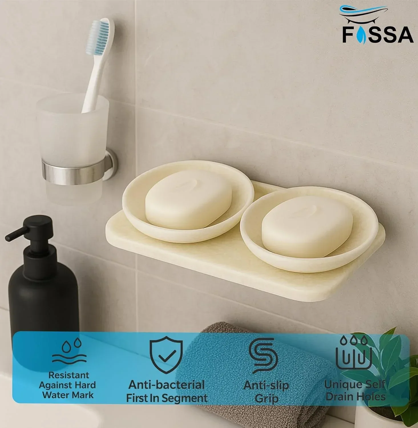 Ceramic Ivory Unbreakable Double Soap Dish Round Glossy Finish (RM-122) - Image 4